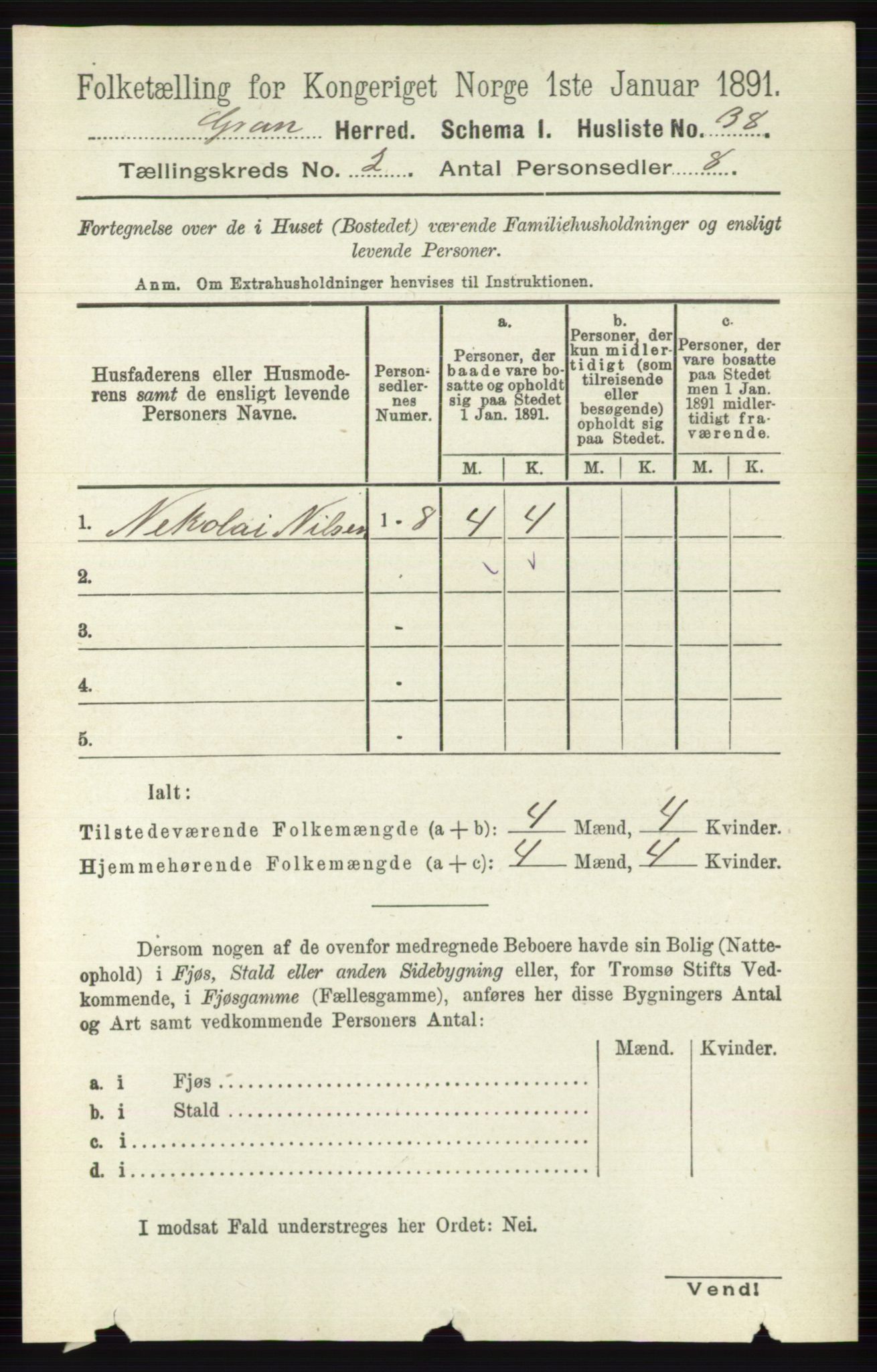 RA, Folketelling 1891 for 0534 Gran herred, 1891, s. 317