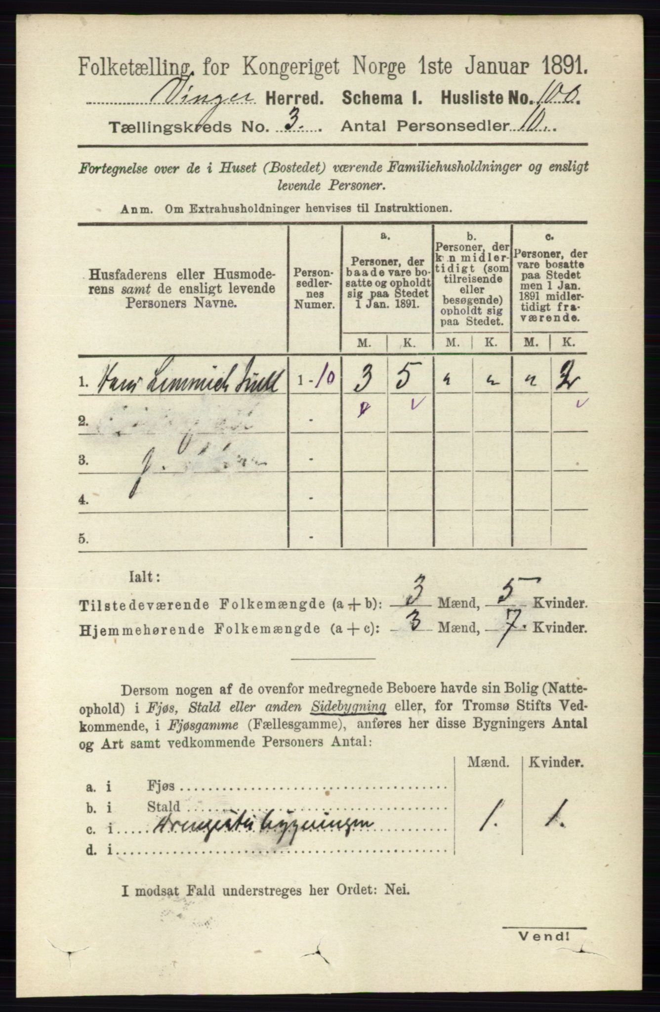 RA, Folketelling 1891 for 0421 Vinger herred, 1891, s. 878