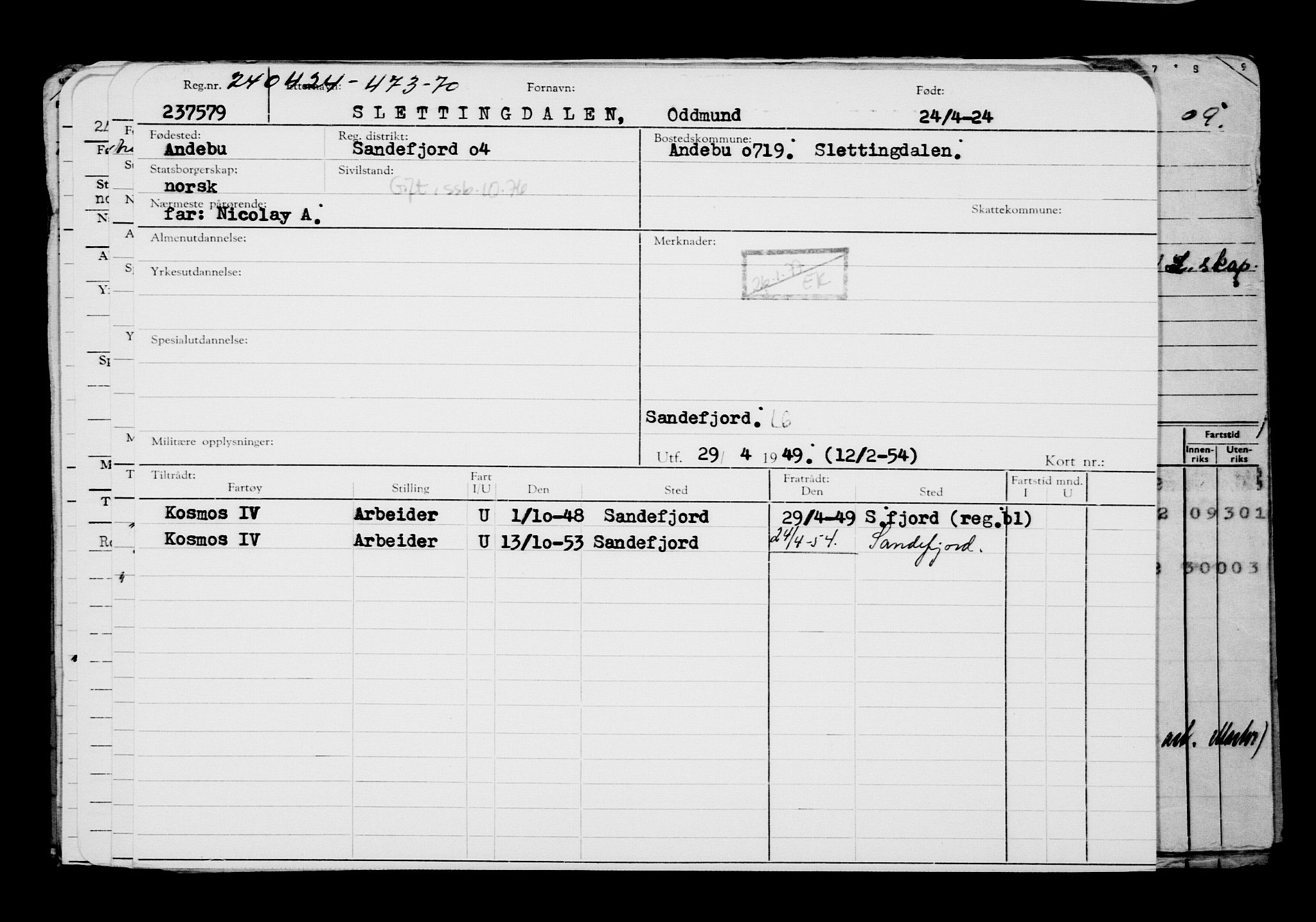 Direktoratet for sjømenn, AV/RA-S-3545/G/Gb/L0230: Hovedkort, 1924, s. 436