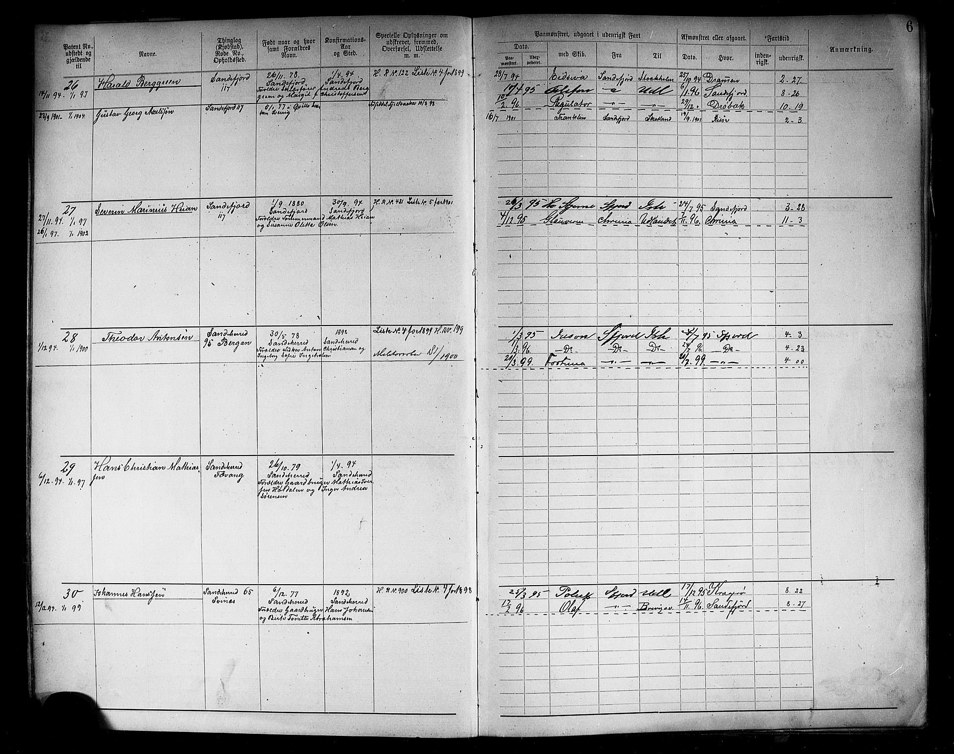 Sandefjord innrulleringskontor, AV/SAKO-A-788/F/Fa/L0005: Annotasjonsrulle, 1894-1911, s. 8