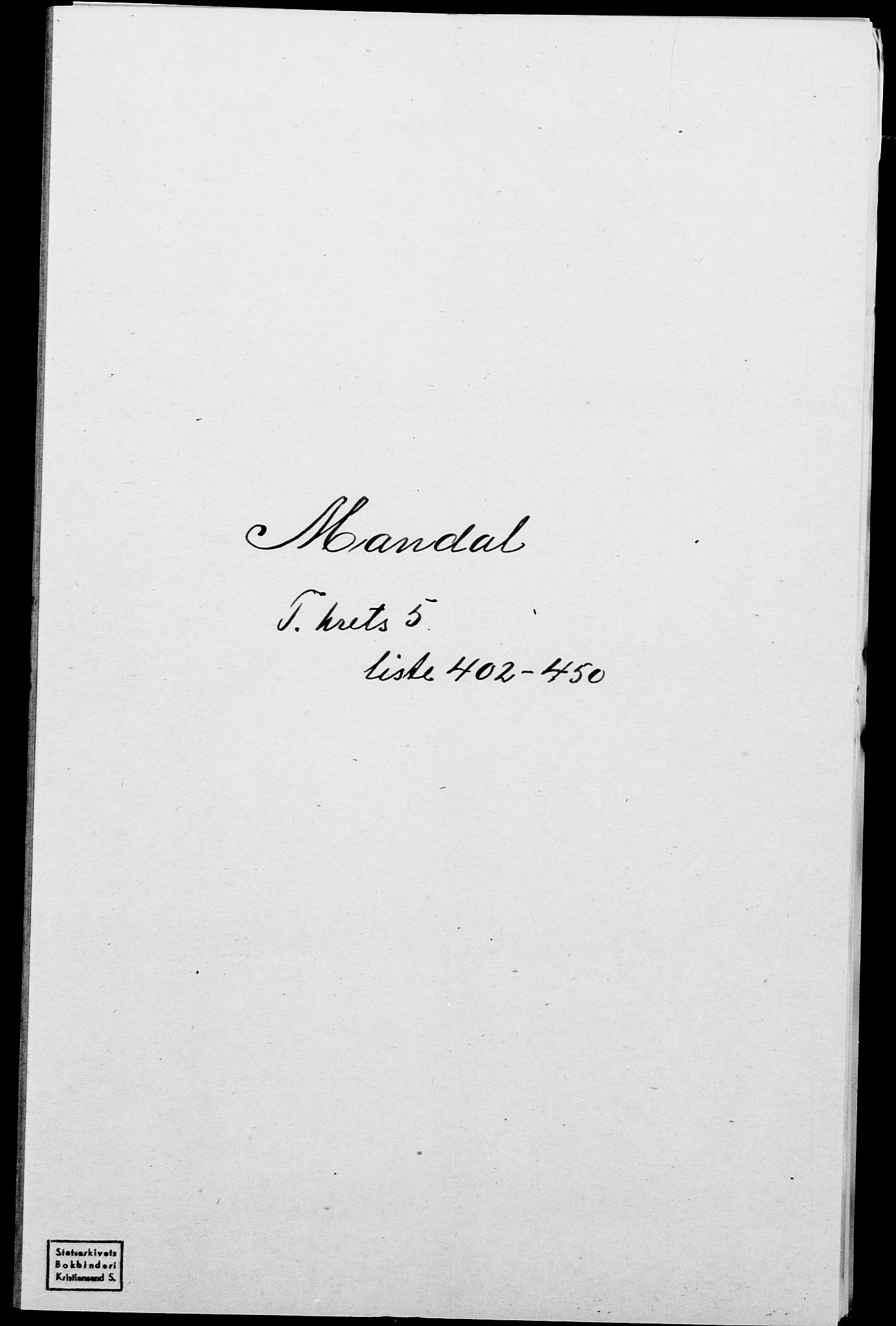 SAK, Folketelling 1875 for 1002B Mandal prestegjeld, Mandal ladested, 1875, s. 843