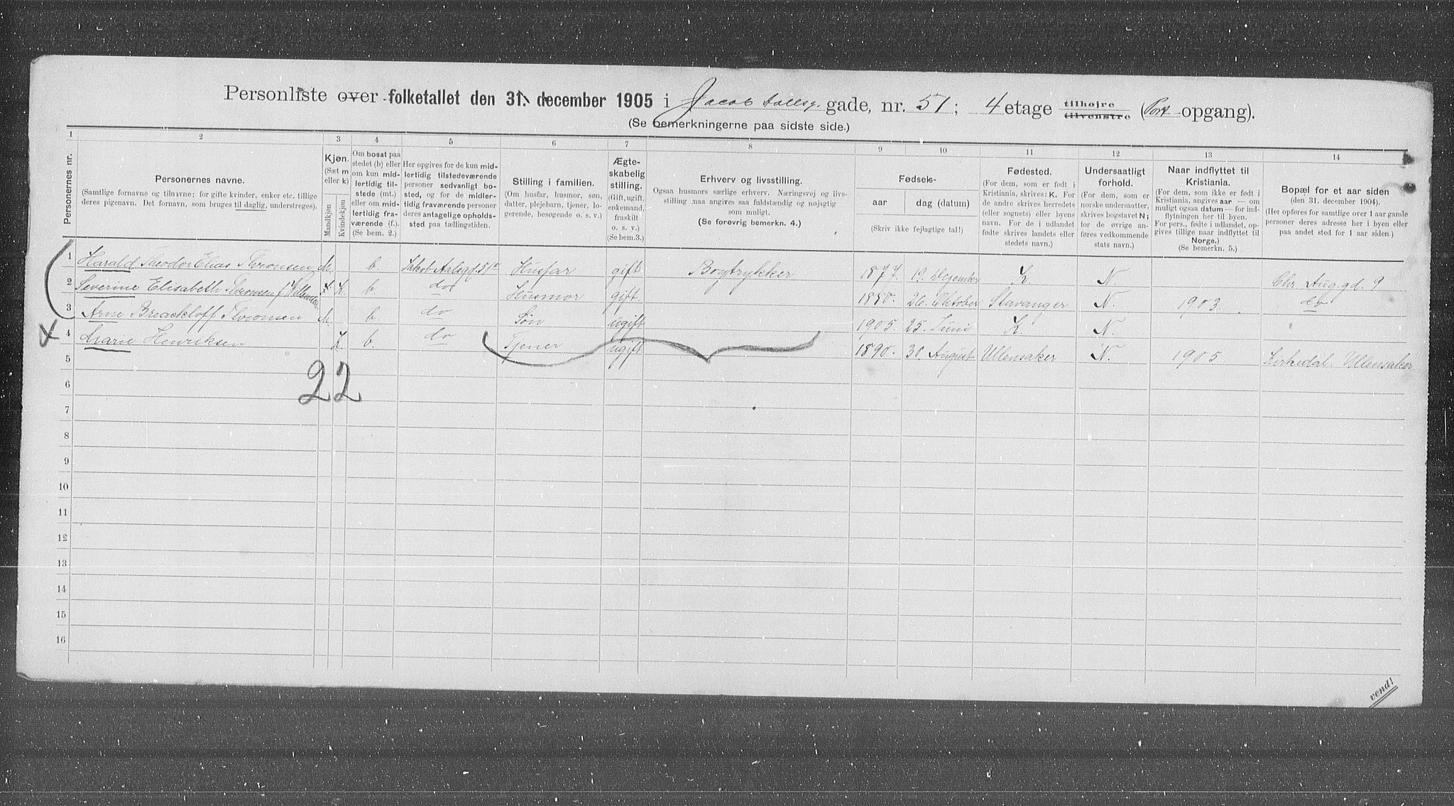OBA, Kommunal folketelling 31.12.1905 for Kristiania kjøpstad, 1905, s. 23872