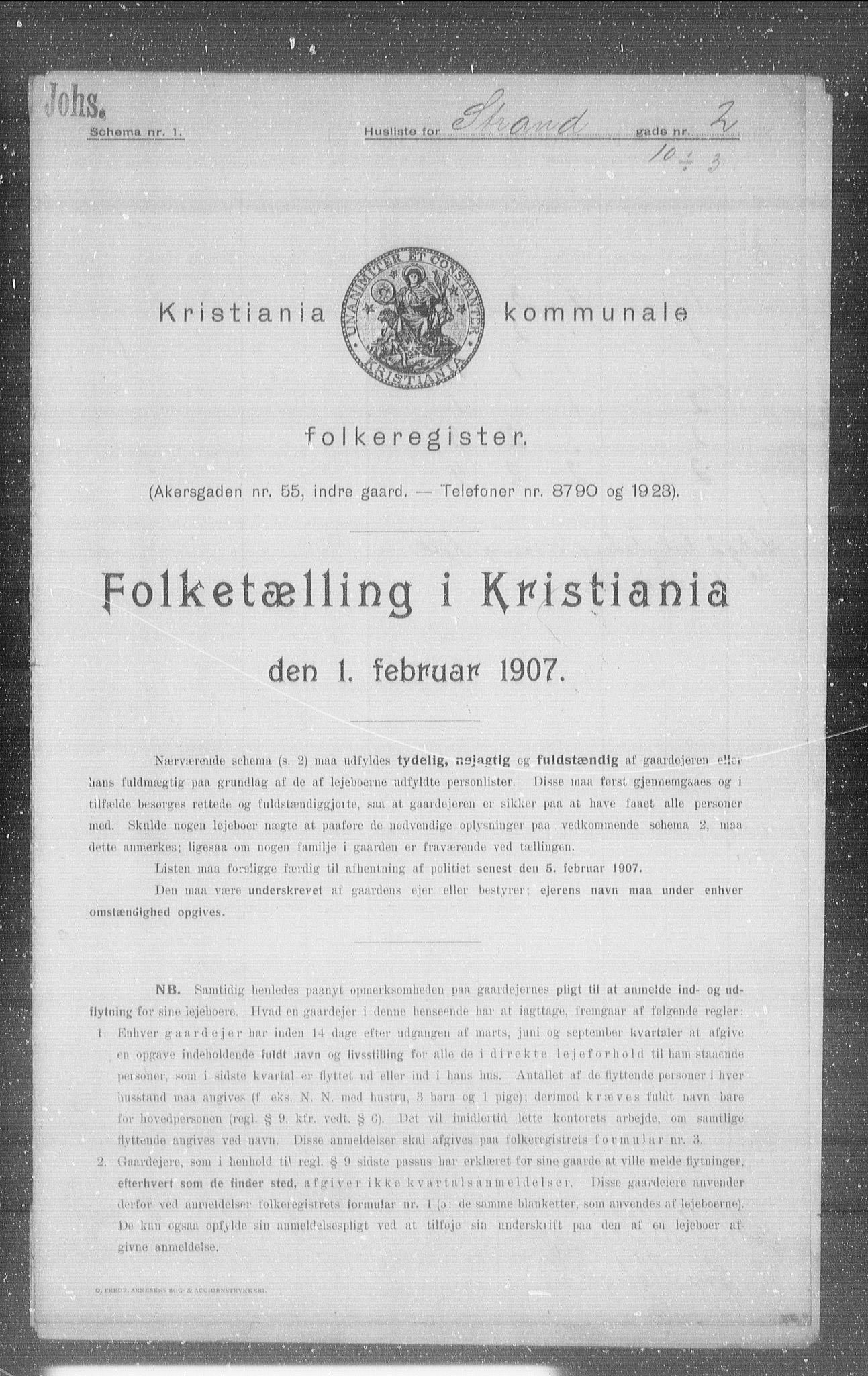 OBA, Kommunal folketelling 1.2.1907 for Kristiania kjøpstad, 1907, s. 52782