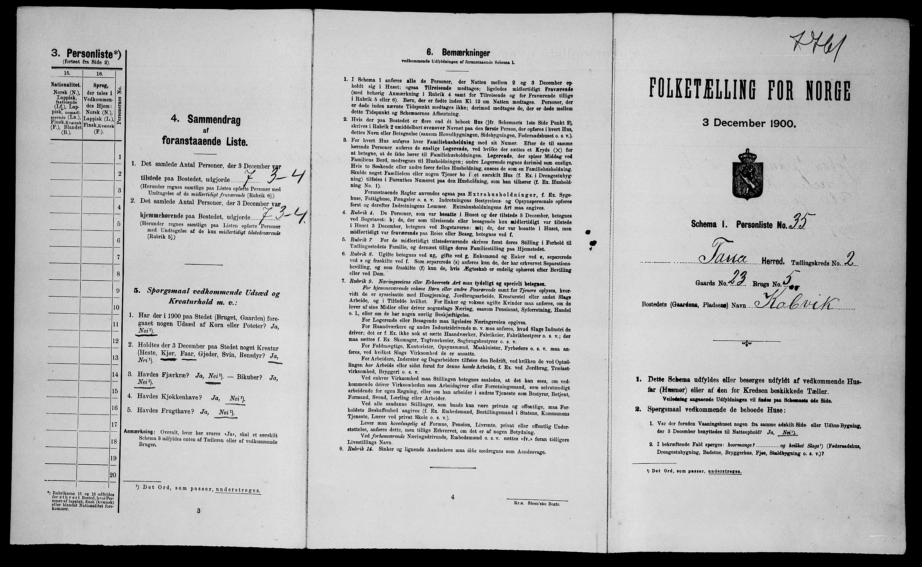 SATØ, Folketelling 1900 for 2025 Tana herred, 1900, s. 322