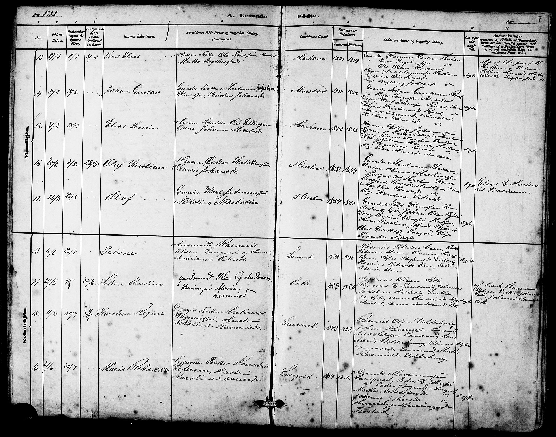 Ministerialprotokoller, klokkerbøker og fødselsregistre - Møre og Romsdal, AV/SAT-A-1454/536/L0510: Klokkerbok nr. 536C05, 1881-1898, s. 7