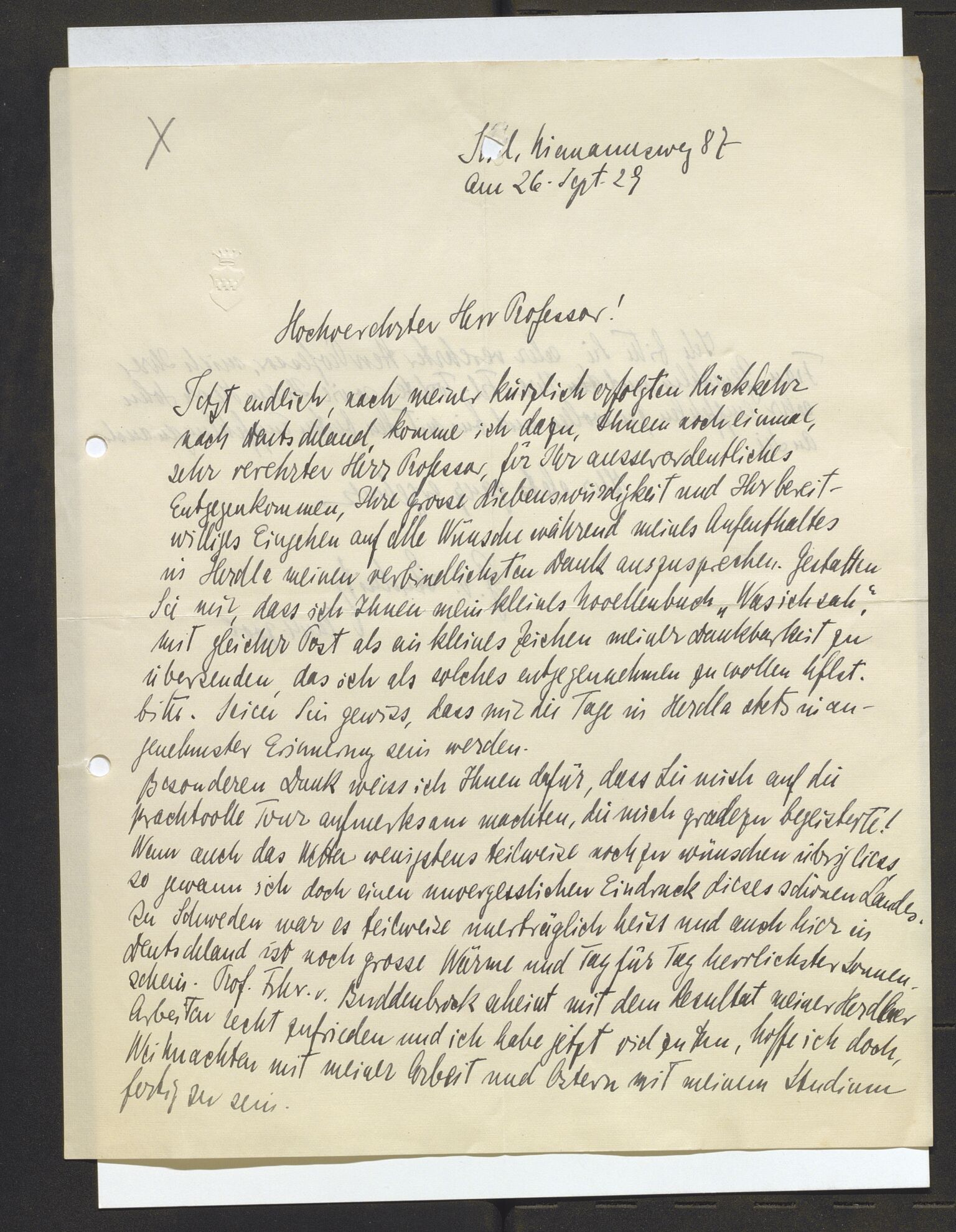 Bergens Museum, AV/SAB-A-17301/13/D/L0002: Korrespondanse , 1928-1940, s. 255