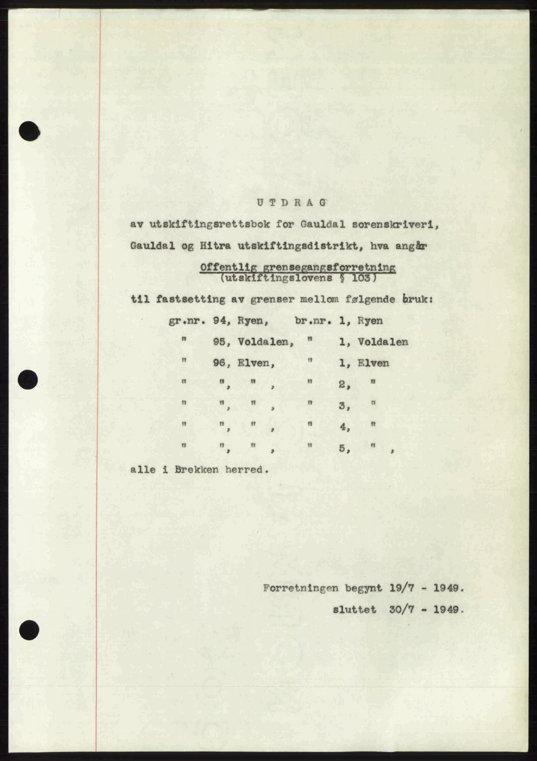 Gauldal sorenskriveri, SAT/A-0014/1/2/2C: Pantebok nr. A9, 1949-1950, Dagboknr: 394/1950