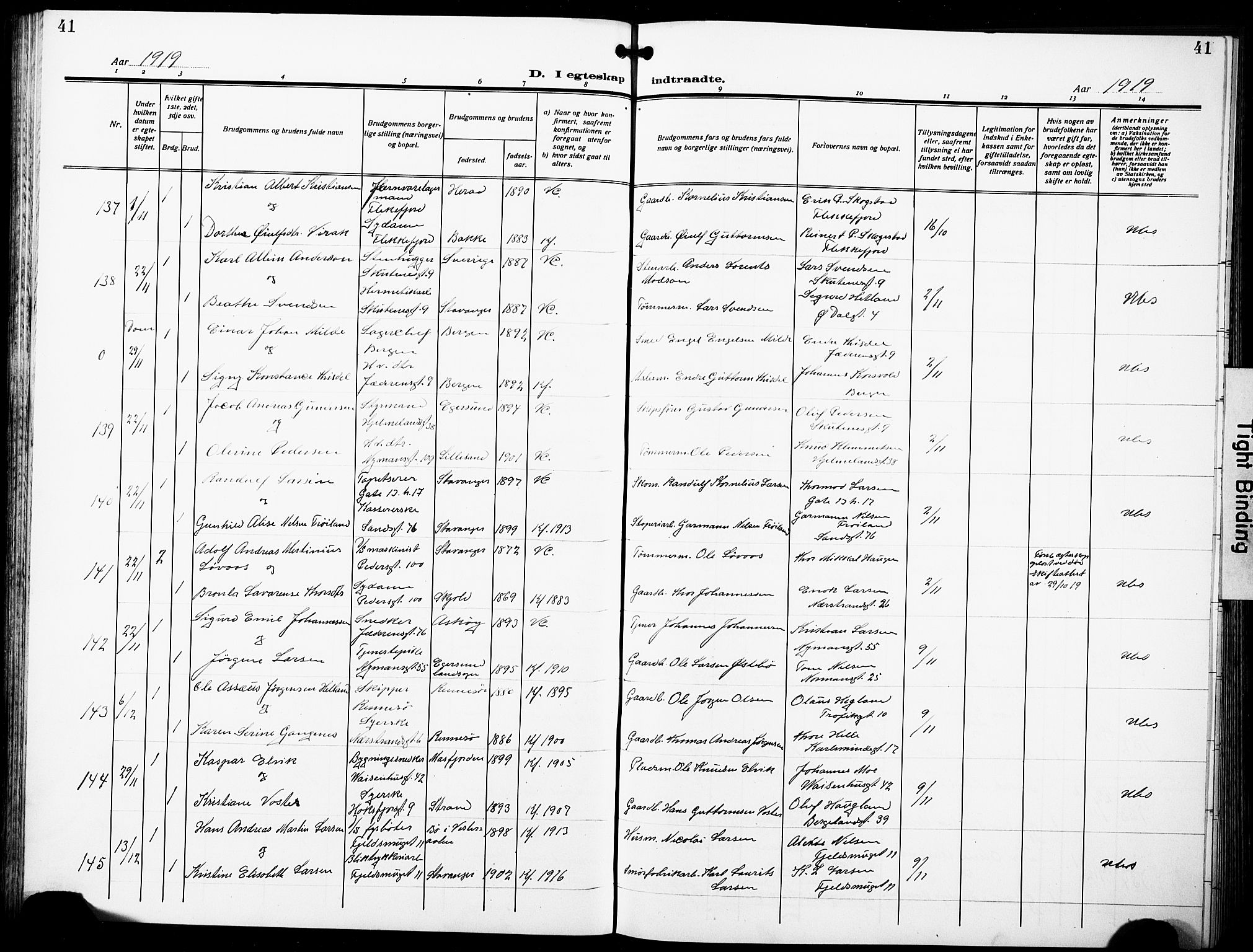 St. Johannes sokneprestkontor, AV/SAST-A-101814/001/30/30BB/L0007: Klokkerbok nr. B 7, 1917-1932, s. 41