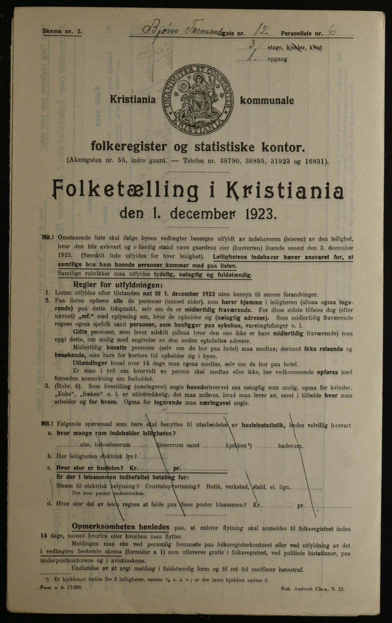 OBA, Kommunal folketelling 1.12.1923 for Kristiania, 1923, s. 7731