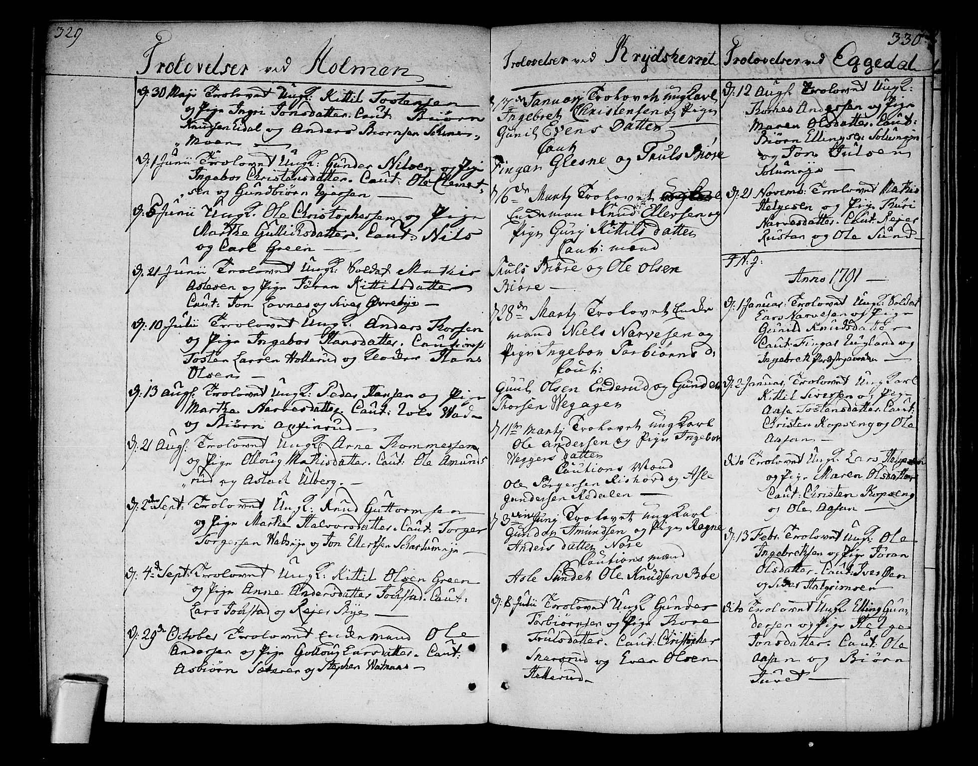 Sigdal kirkebøker, AV/SAKO-A-245/F/Fa/L0002: Ministerialbok nr. I 2, 1778-1792, s. 329-330
