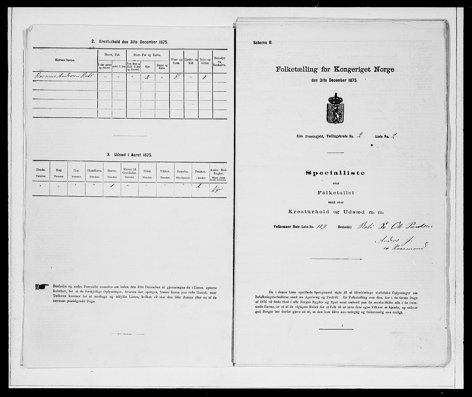 SAB, Folketelling 1875 for 1443P Eid prestegjeld, 1875, s. 116