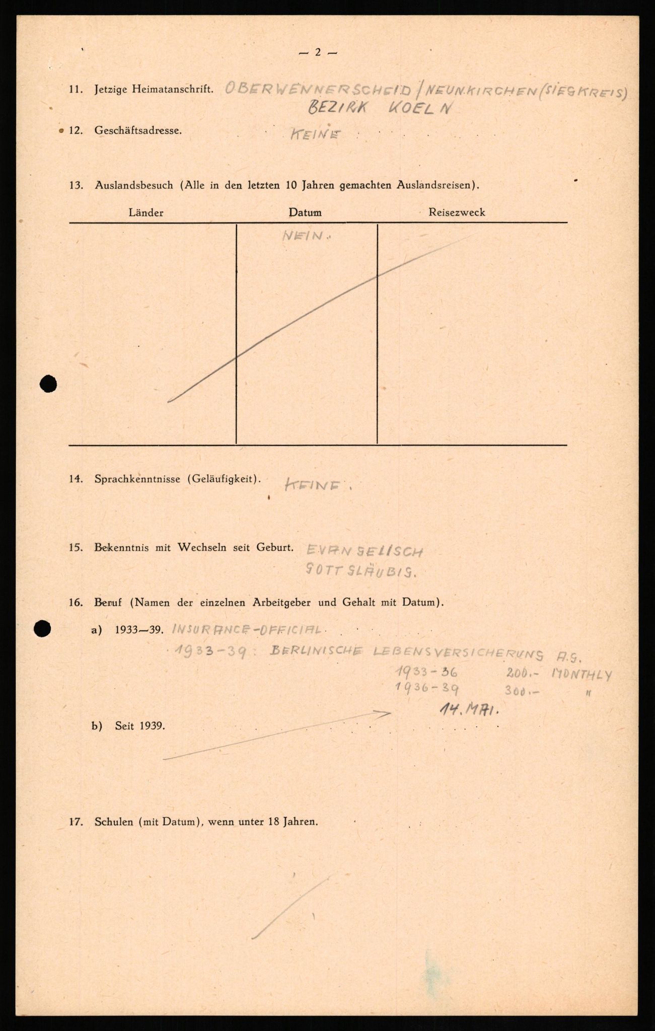 Forsvaret, Forsvarets overkommando II, AV/RA-RAFA-3915/D/Db/L0016: CI Questionaires. Tyske okkupasjonsstyrker i Norge. Tyskere., 1945-1946, s. 872