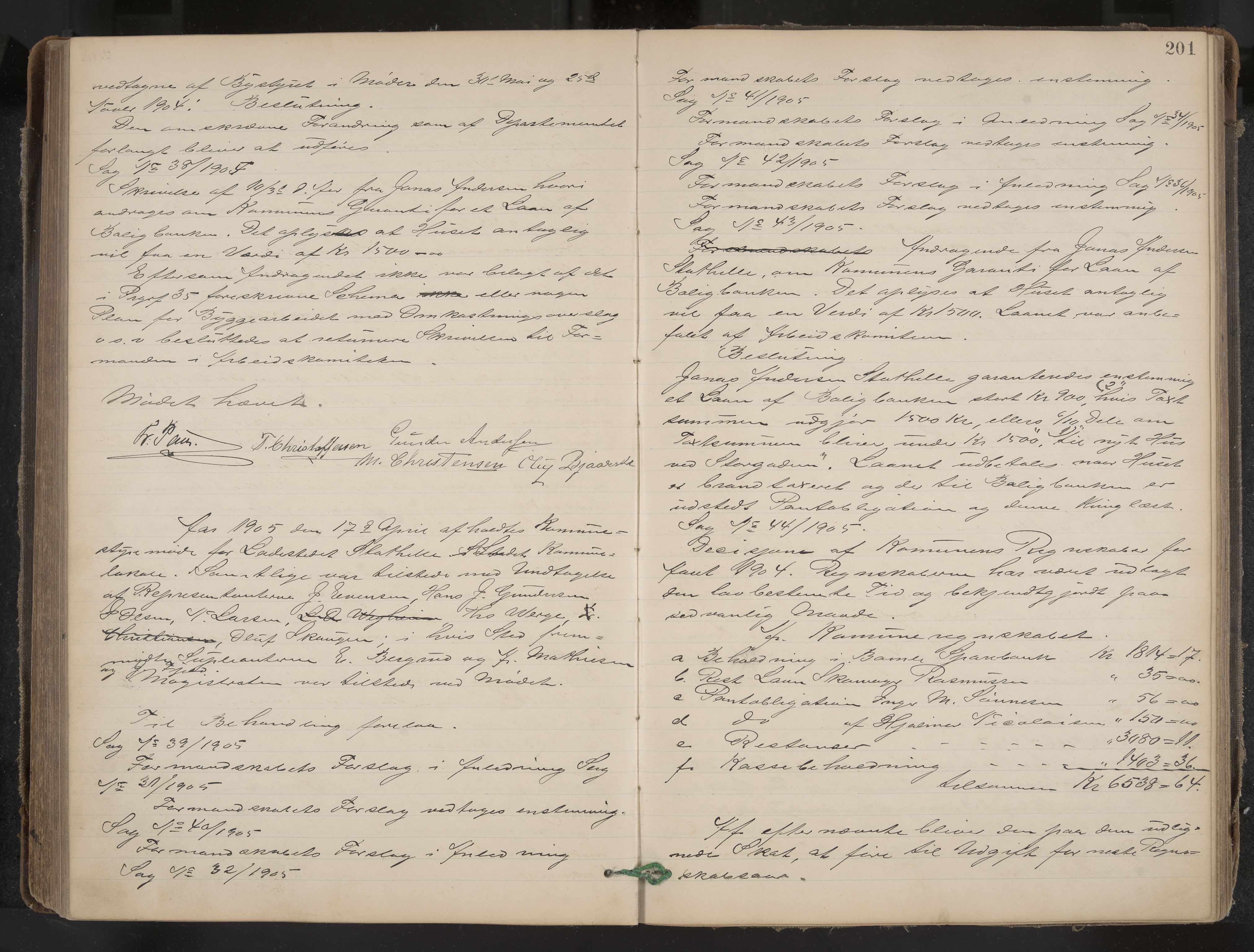 Stathelle formannskap og sentraladministrasjon, IKAK/0803021/A/L0002: Møtebok, 1892-1909, s. 201