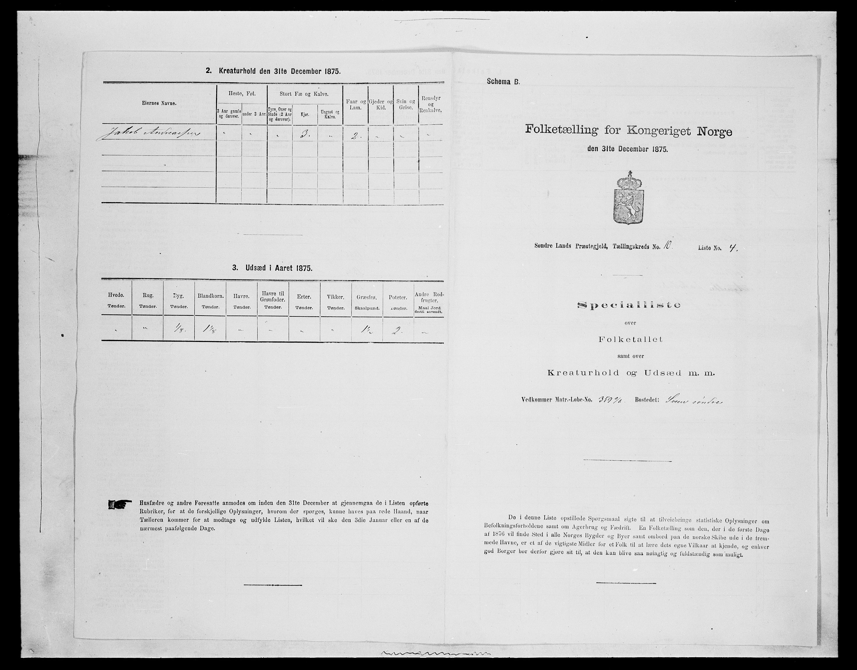 SAH, Folketelling 1875 for 0536P Søndre Land prestegjeld, 1875, s. 1465