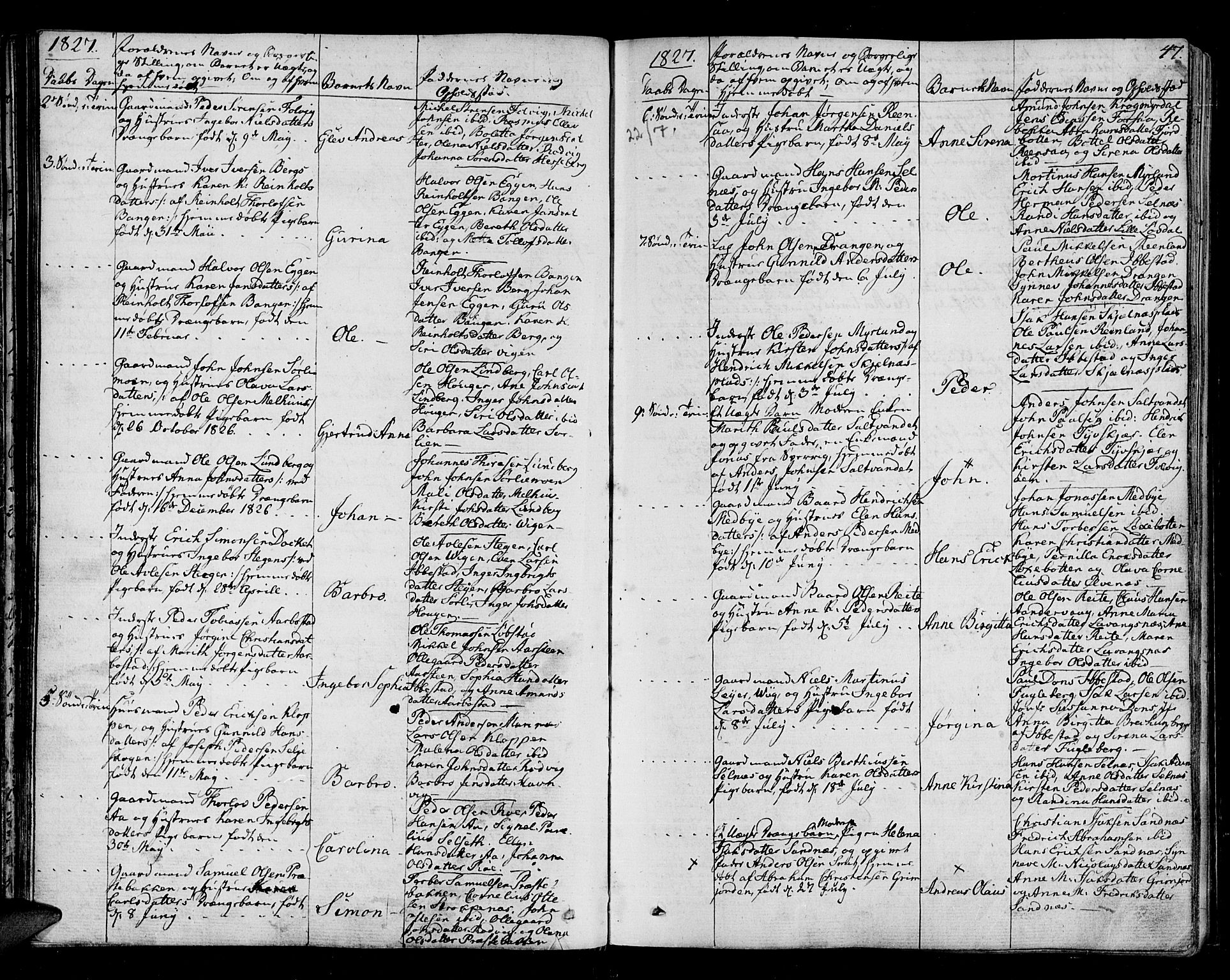 Ibestad sokneprestembete, AV/SATØ-S-0077/H/Ha/Haa/L0005kirke: Ministerialbok nr. 5, 1825-1836, s. 47