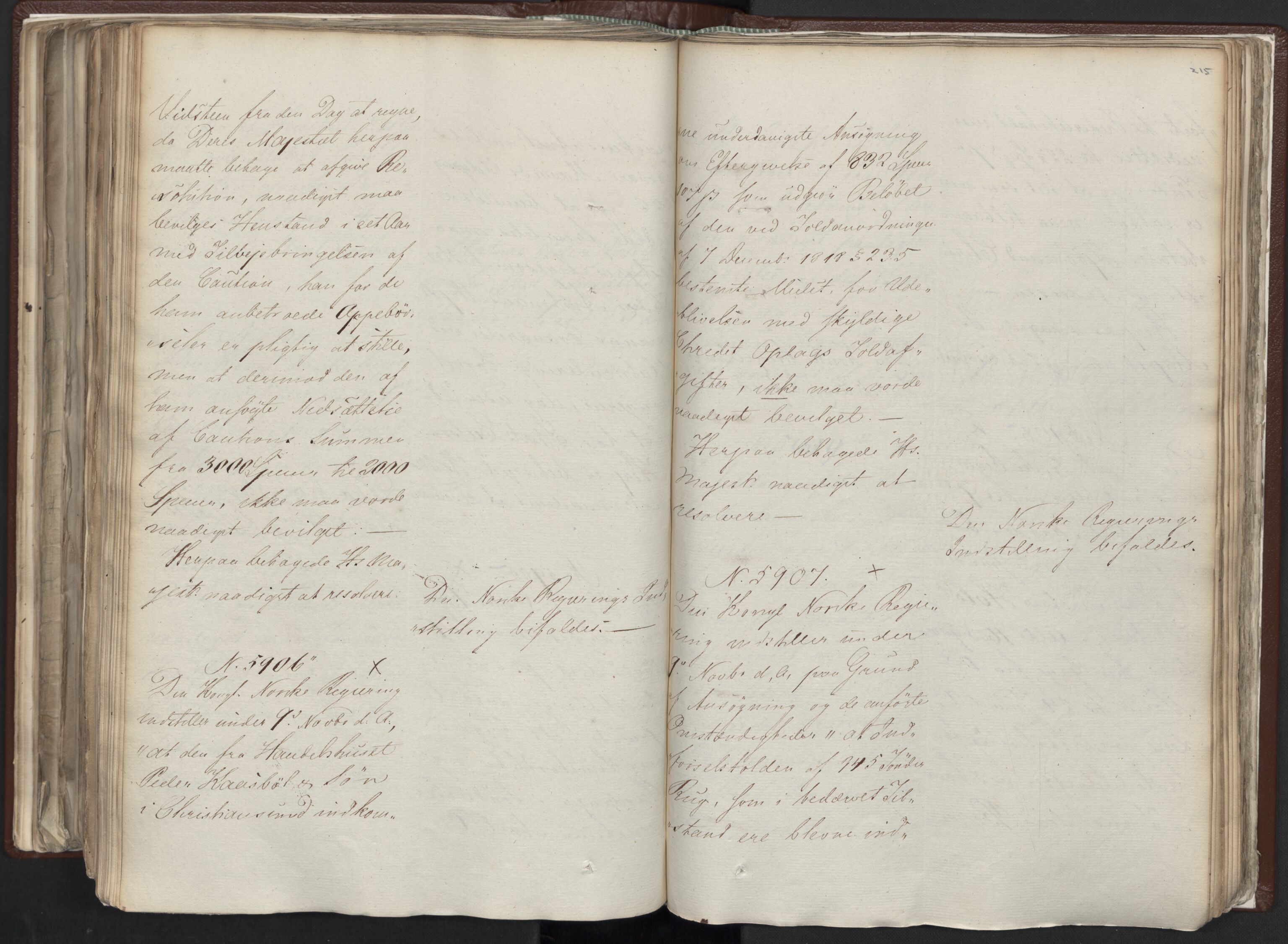 Statsrådssekretariatet, AV/RA-S-1001/A/Ab/L0012: Kgl. res. nr. 5679-6008 II, 1821, s. 214b-215a
