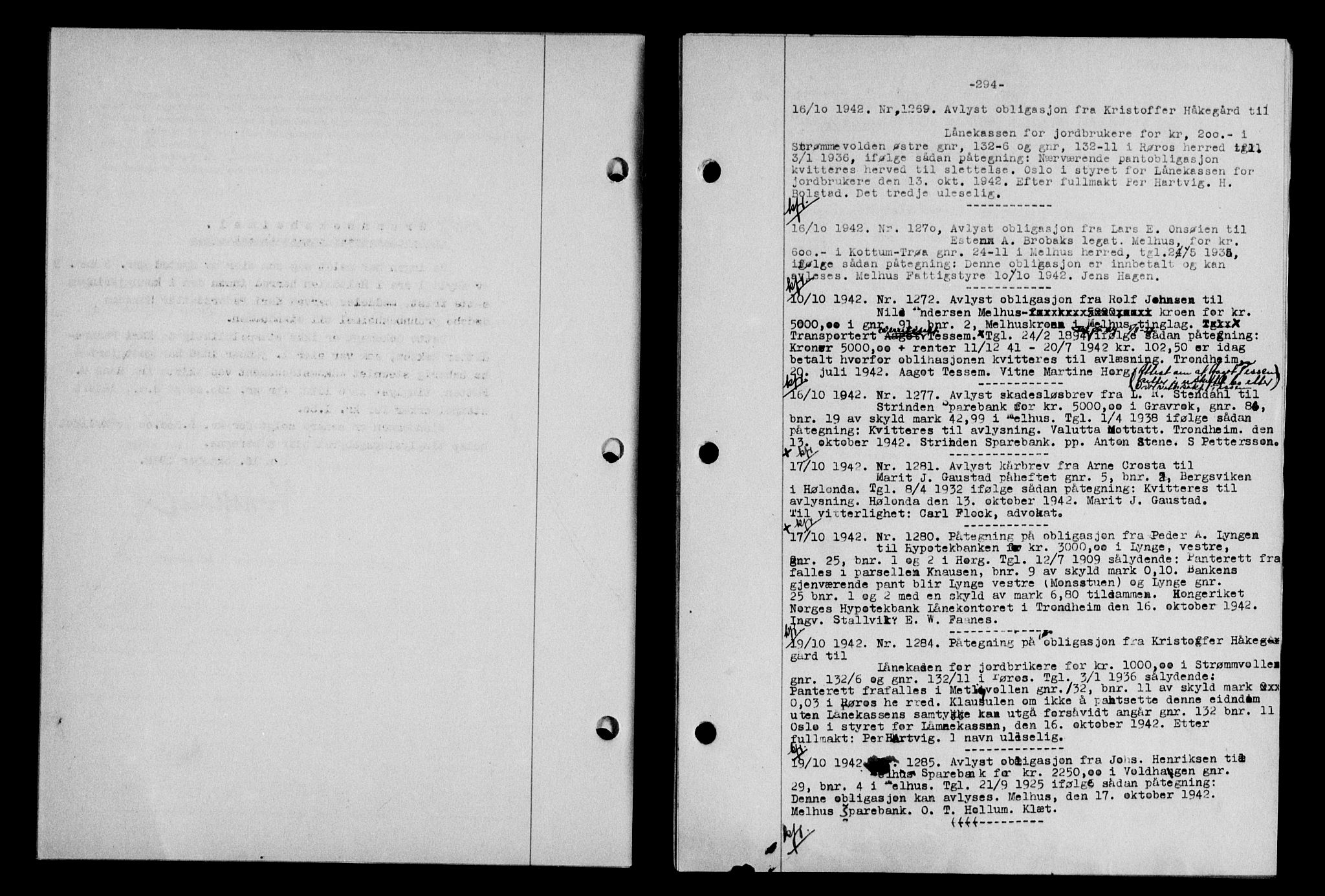 Gauldal sorenskriveri, SAT/A-0014/1/2/2C/L0055: Pantebok nr. 60, 1942-1942, Dagboknr: 1269/1942