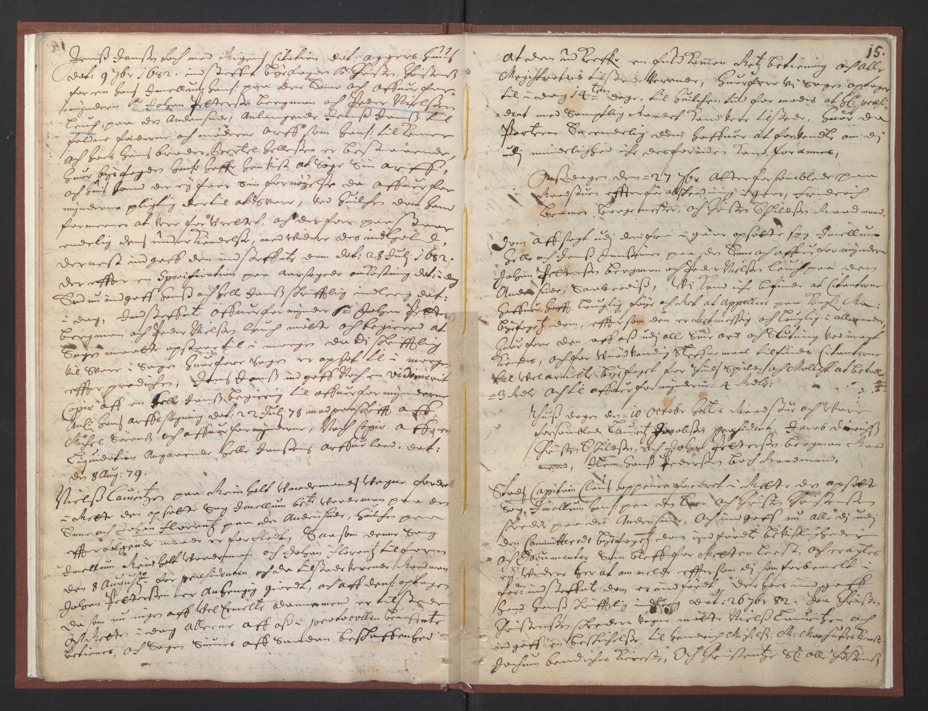 Christiania rådstuerett, AV/SAO-A-11132/F/Fa/L0014: Justisprotokoll, 1682, s. 14b-15a