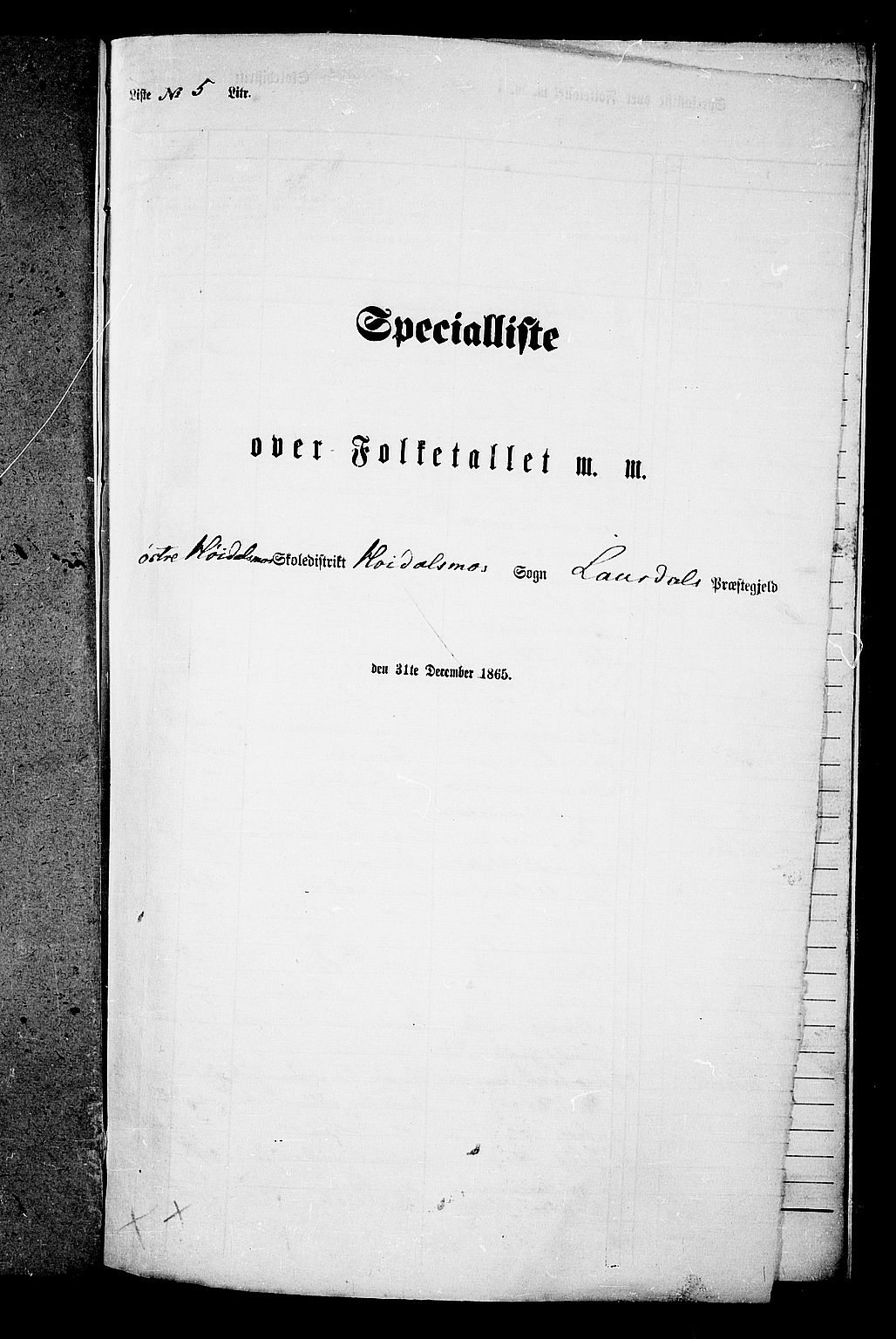 RA, Folketelling 1865 for 0833P Lårdal prestegjeld, 1865, s. 57