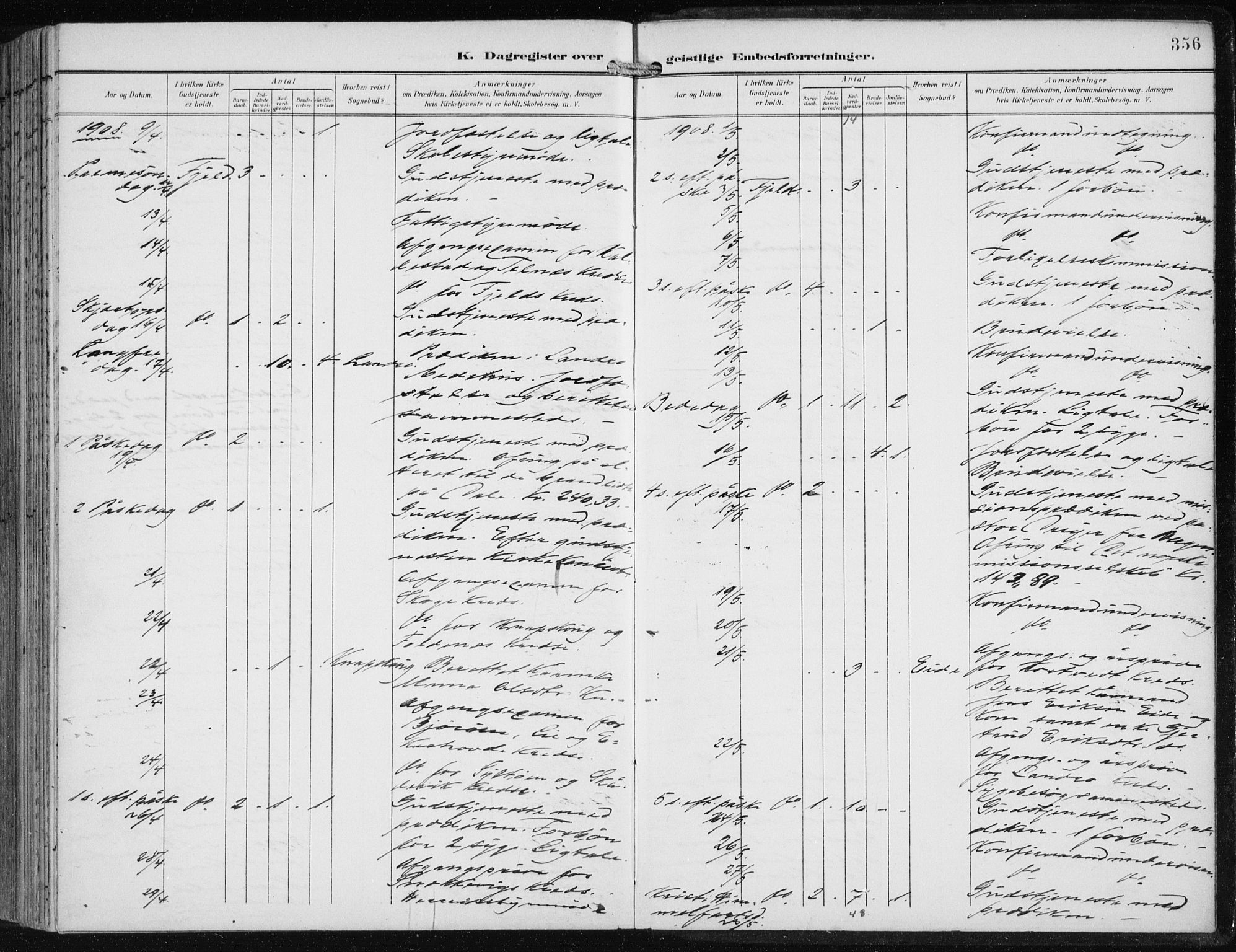 Fjell sokneprestembete, AV/SAB-A-75301/H/Haa: Ministerialbok nr. A  9, 1899-1910, s. 356