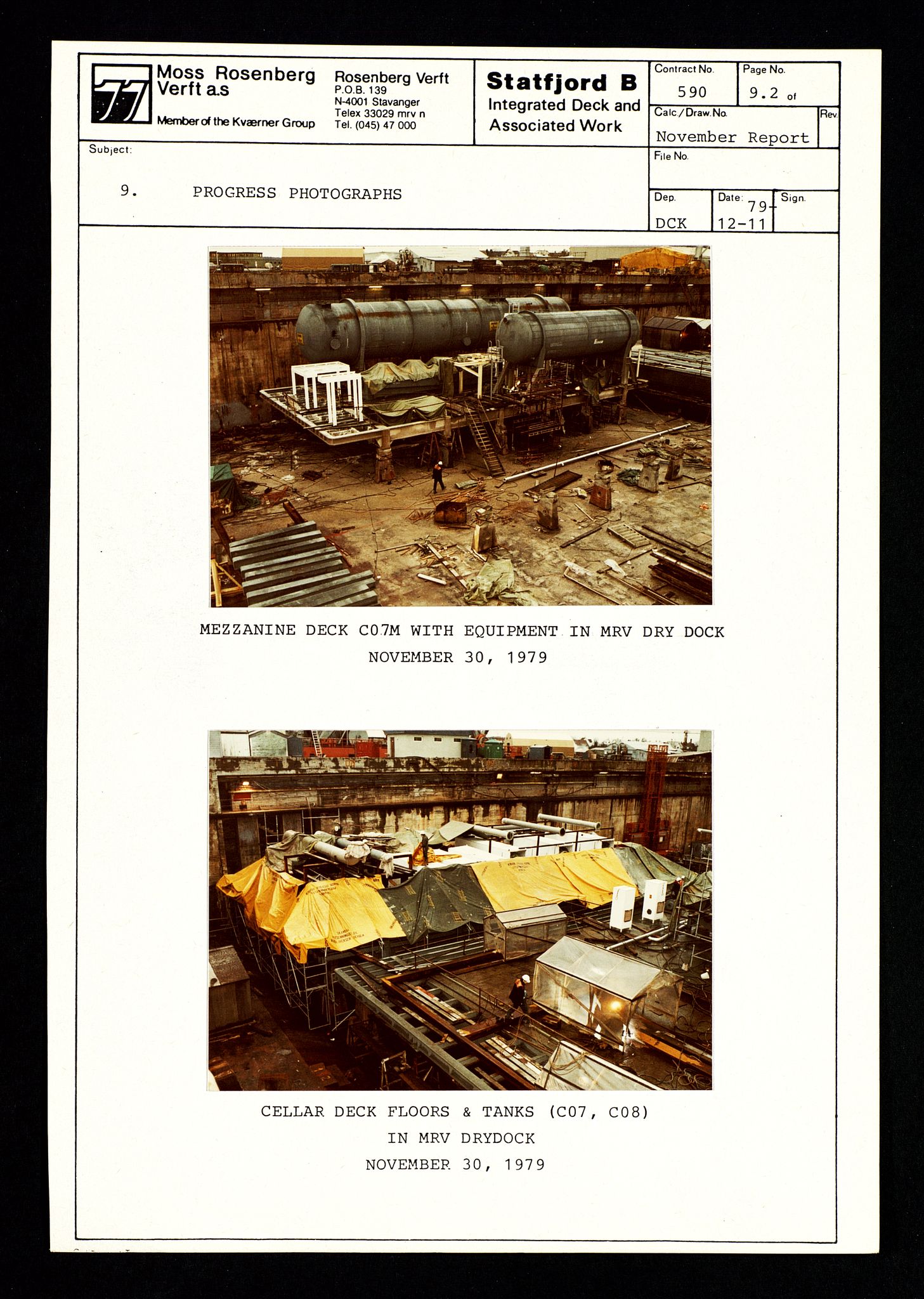 Pa 1400 - Moss Rosenberg Verft A/S, SAST/A-101696/E/Eb/Ebg/L0001: Statfjord B: Deck og offshore, 1979-1982, s. 29