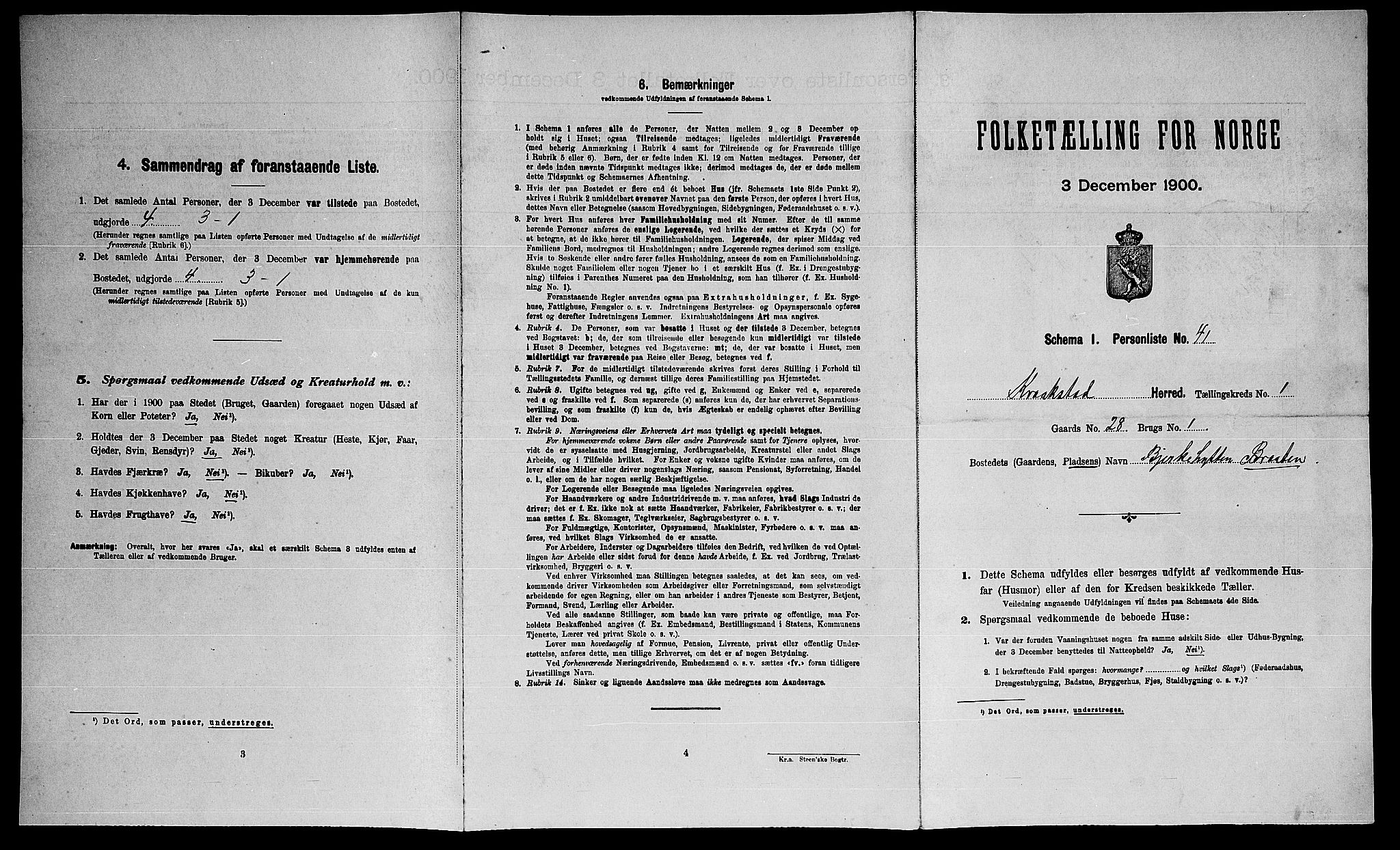 SAO, Folketelling 1900 for 0212 Kråkstad herred, 1900