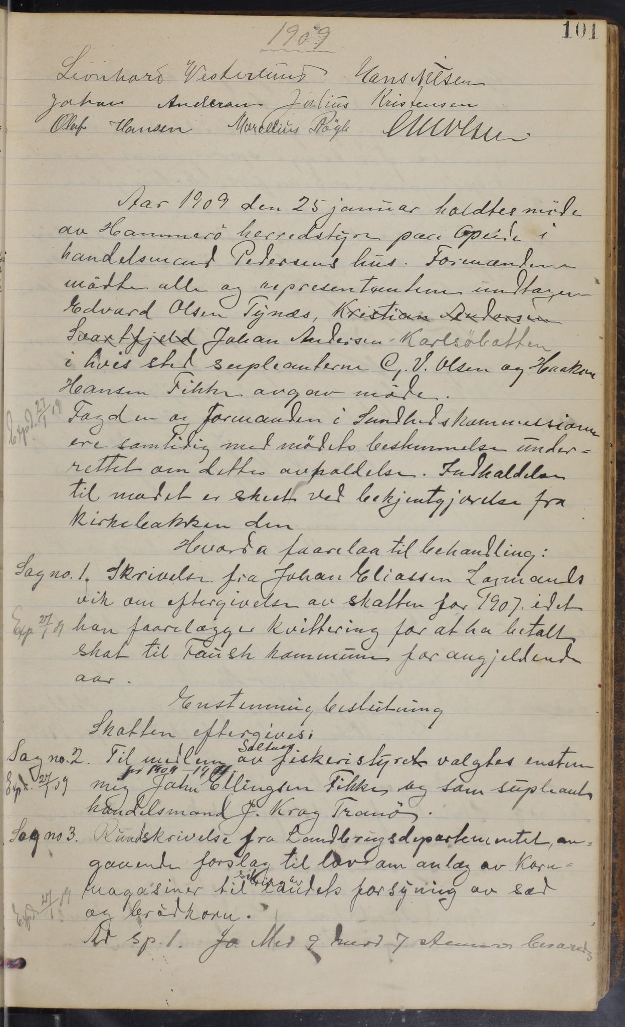 Hamarøy kommune. Formannskapet, AIN/K-18490.150/100/L0002: Møtebok, 1901-1914, s. 101