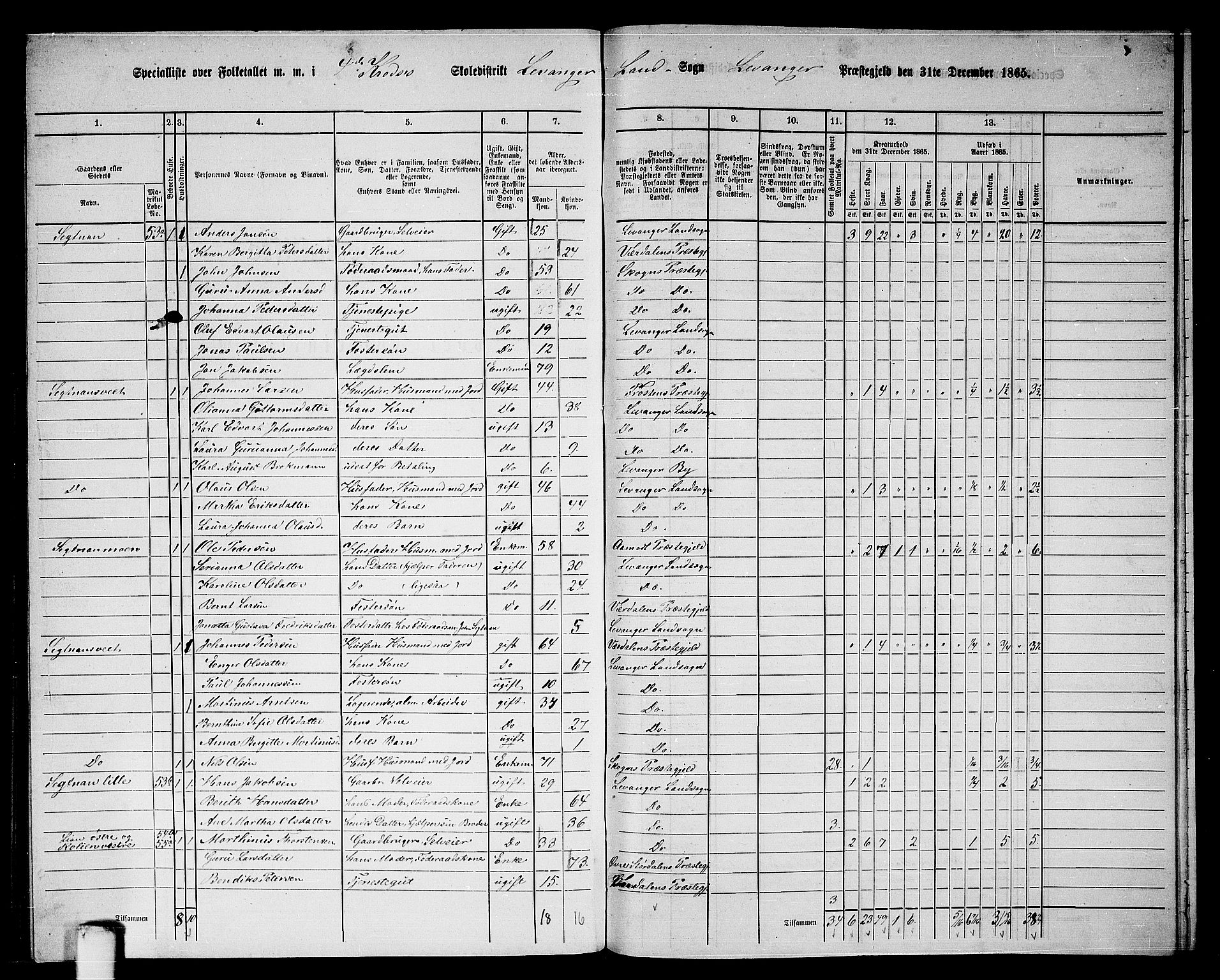 RA, Folketelling 1865 for 1720L Levanger prestegjeld, Levanger landsokn, 1865, s. 82