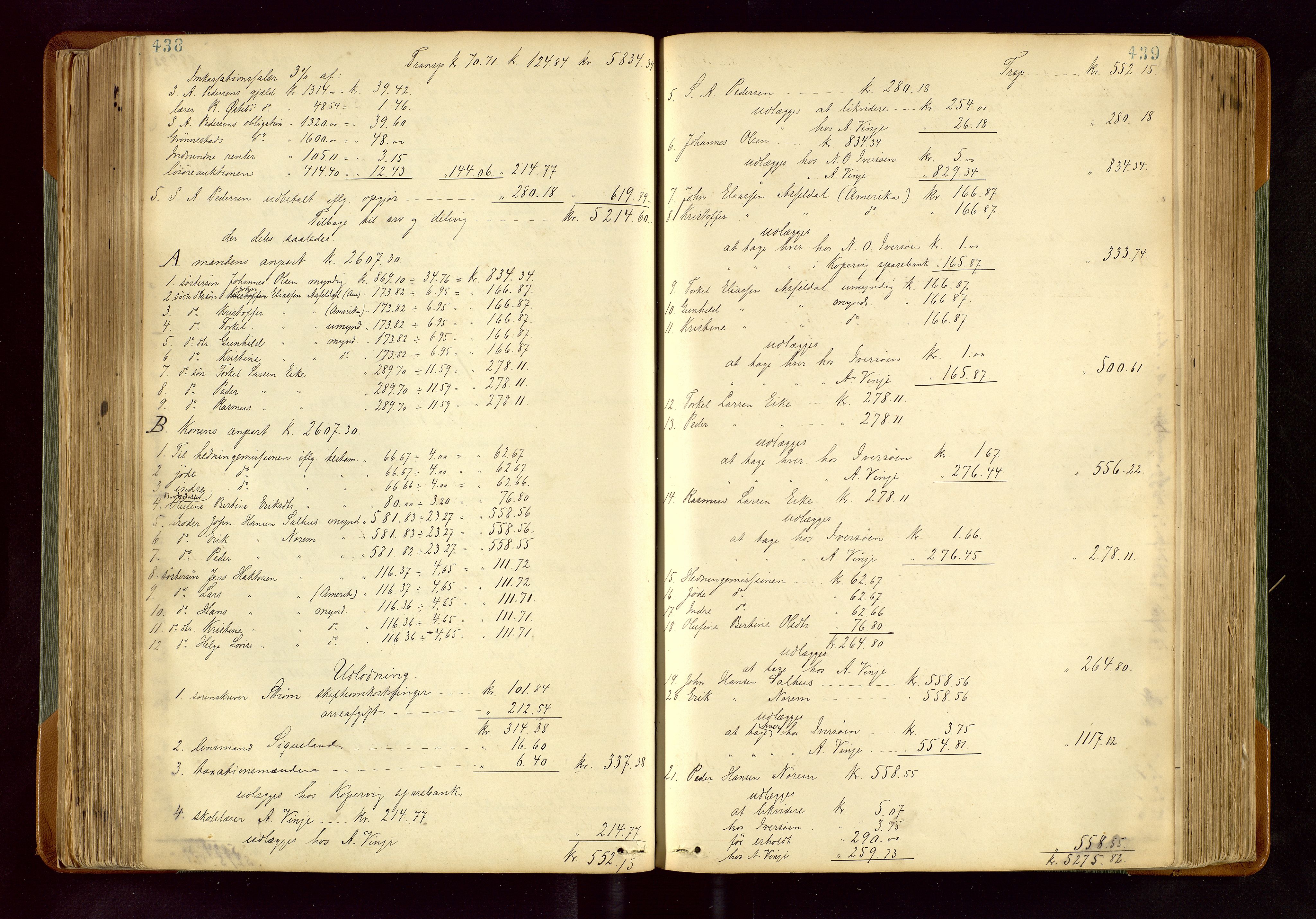 Karmsund sorenskriveri, AV/SAST-A-100311/01/IV/IVDB/L0011: SKIFTEPROTOKOLL SKUDENES, AVALDSNES, 1879-1894, s. 438-439