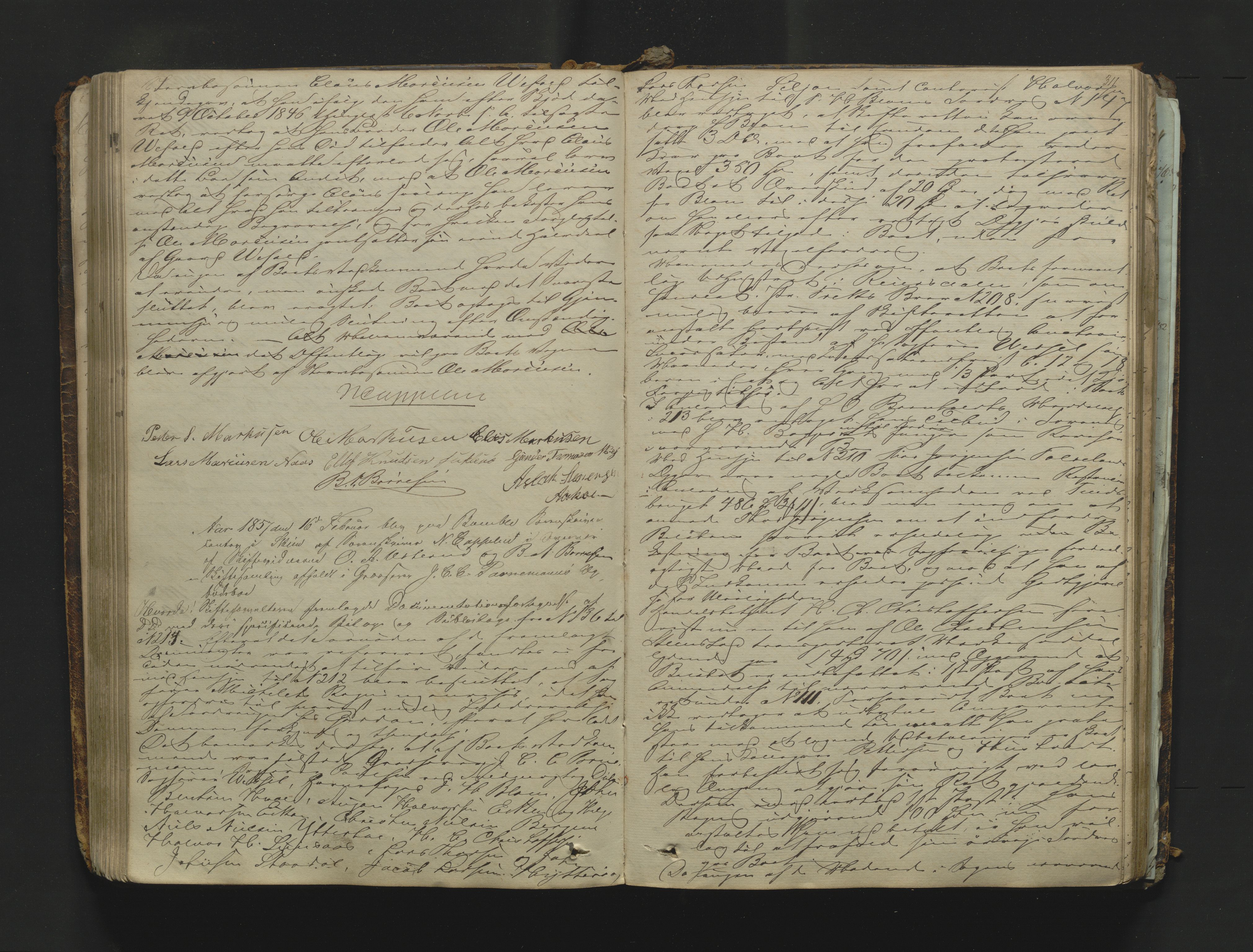 Bamble sorenskriveri, AV/SAKO-A-214/H/Hb/Hbc/L0003: Skifteforhandlingsprotokoll, 1852-1860, s. 310-311