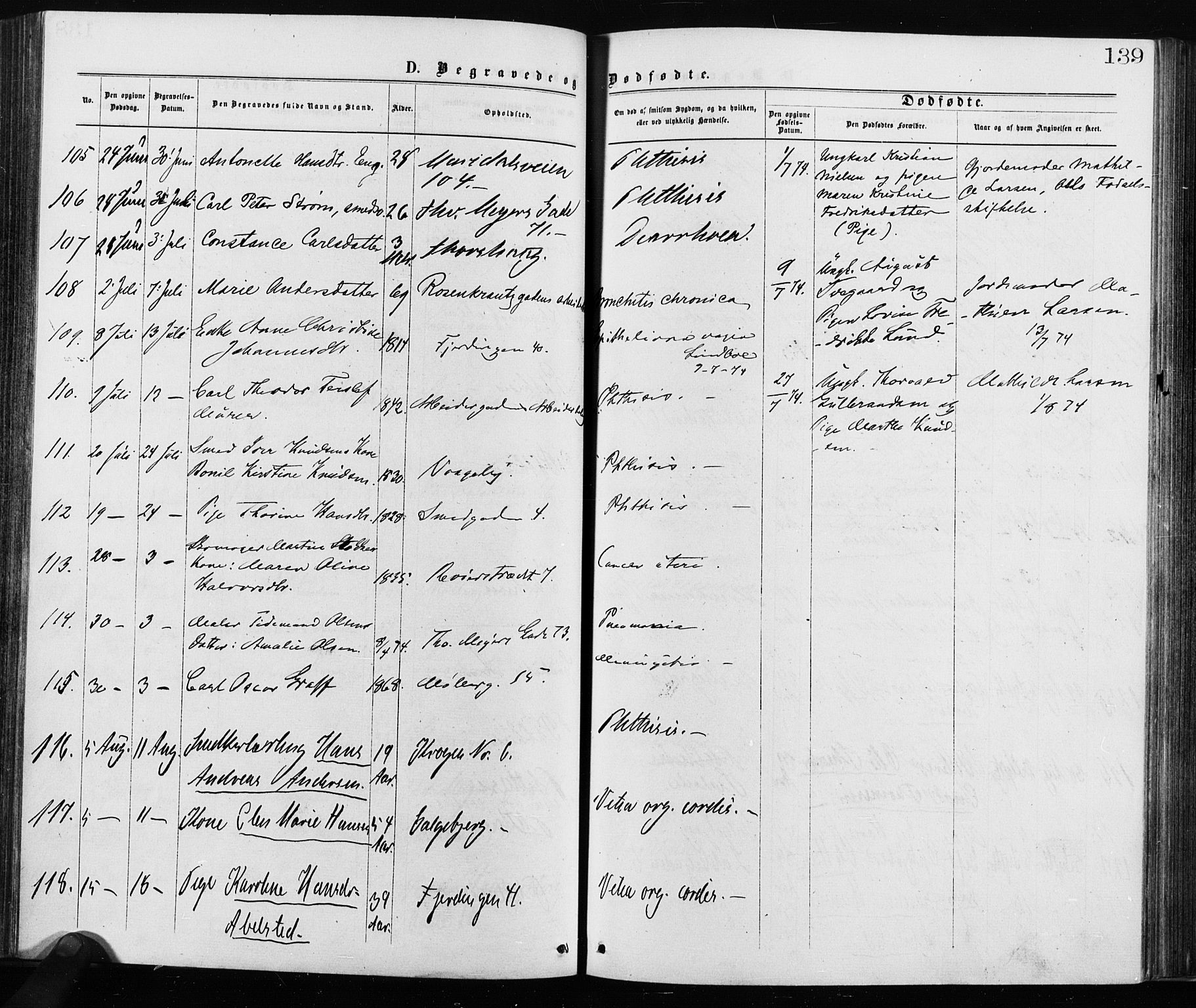 Krohgstøtten sykehusprest Kirkebøker, AV/SAO-A-10854/F/Fa/L0002: Ministerialbok nr. 2, 1873-1932, s. 139