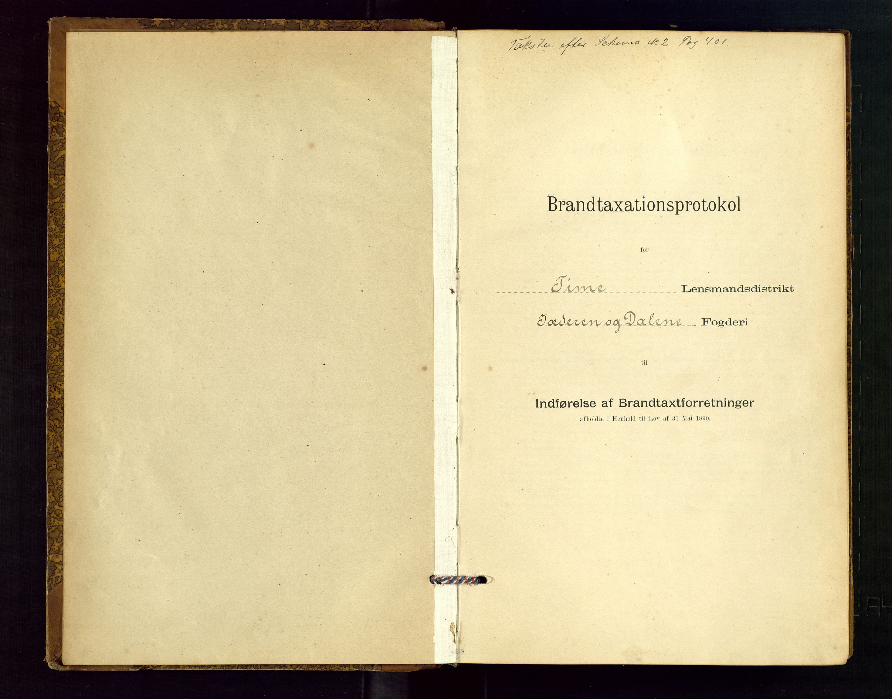 Time lensmannskontor, AV/SAST-A-100420/Gob/L0001: Branntakstprotokoll, 1896-1914