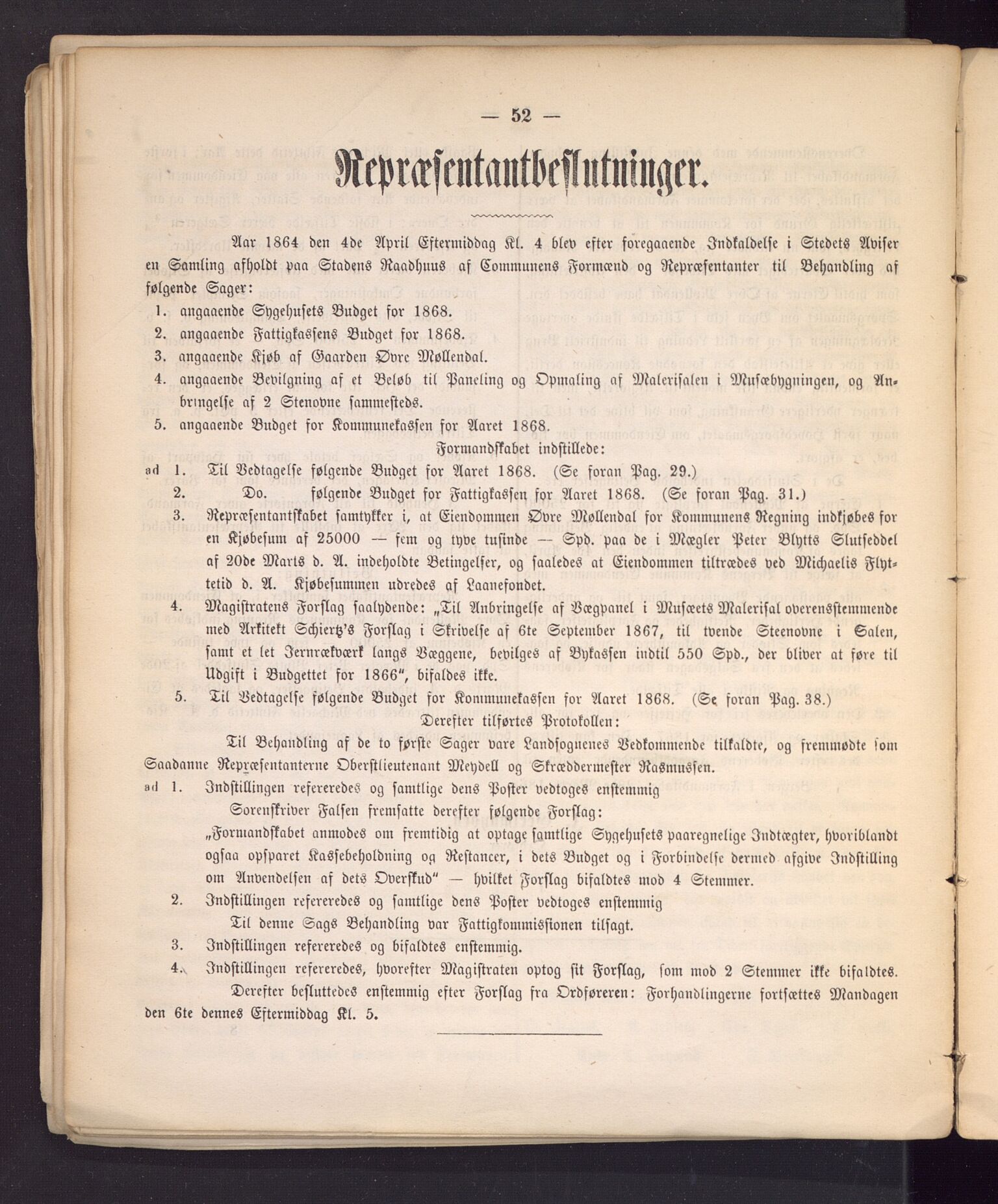 Bergen kommune. Formannskapet, BBA/A-0003/Ad/L0023: Bergens Kommuneforhandlinger, 1868