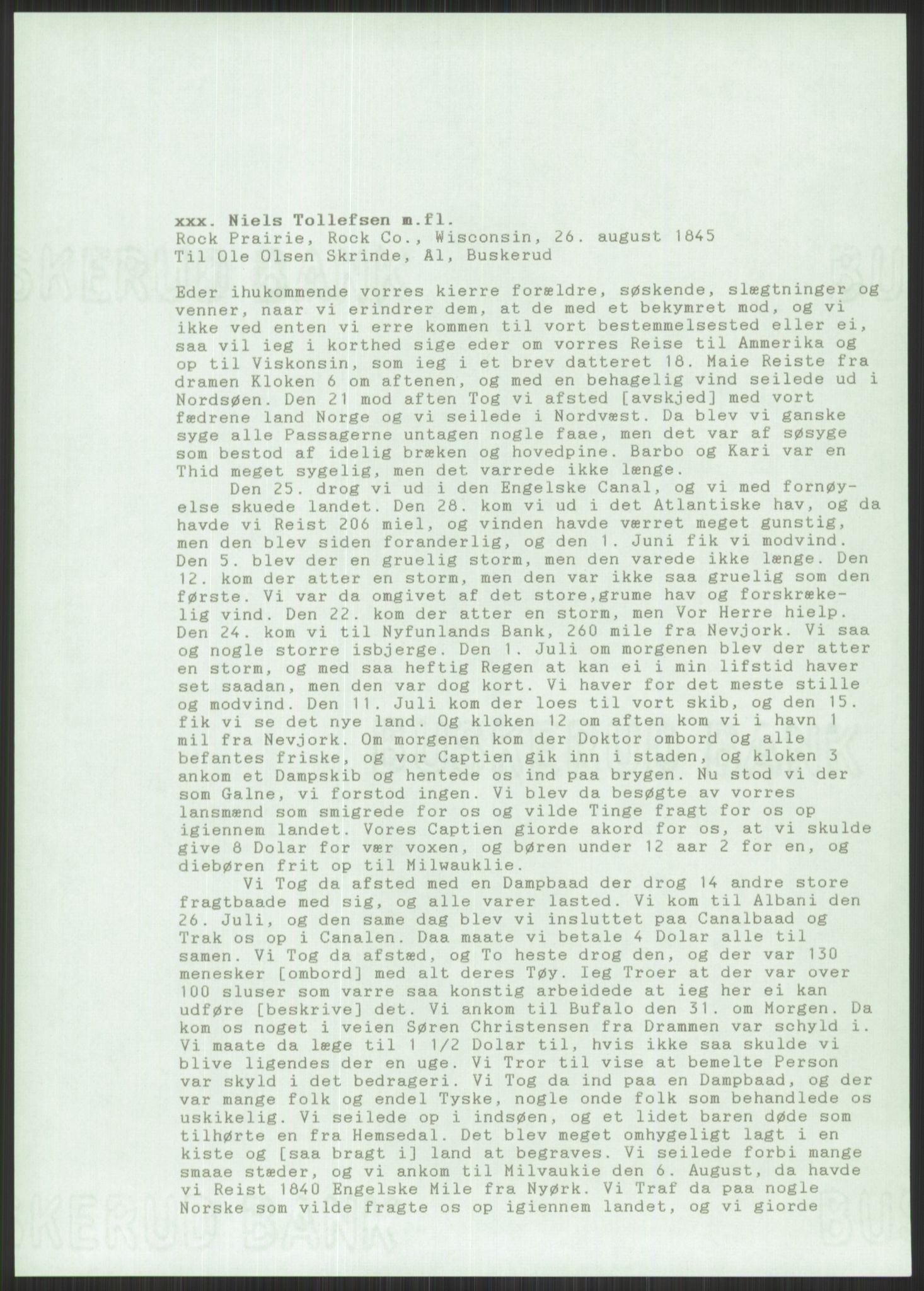 Samlinger til kildeutgivelse, Amerikabrevene, RA/EA-4057/F/L0021: Innlån fra Buskerud: Michalsen - Ål bygdearkiv, 1838-1914, s. 599