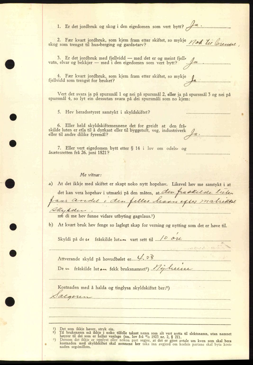 Nordre Sunnmøre sorenskriveri, AV/SAT-A-0006/1/2/2C/2Ca: Pantebok nr. A16, 1943-1943, Dagboknr: 1443/1943