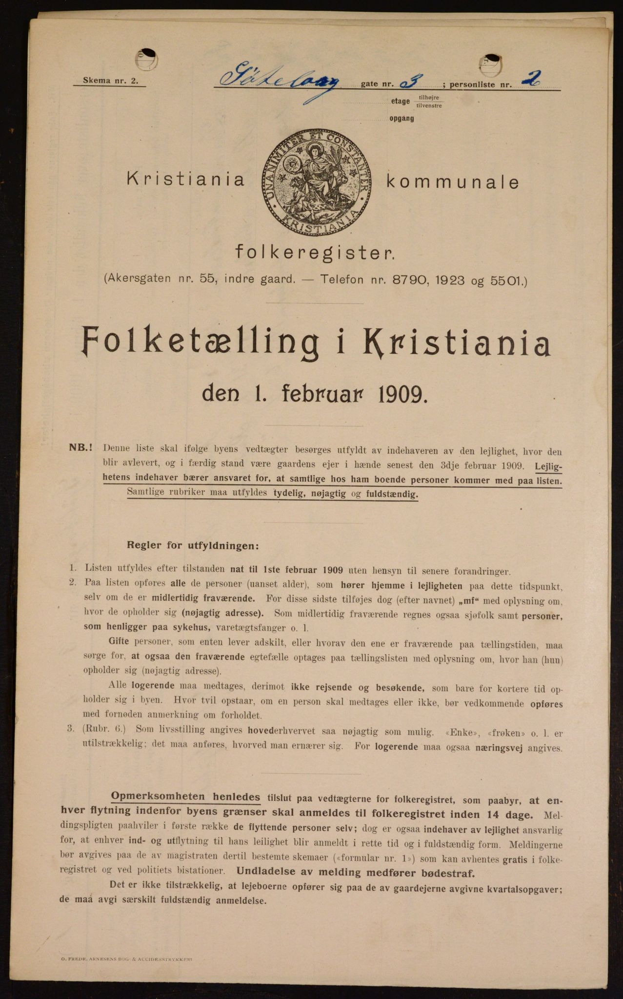 OBA, Kommunal folketelling 1.2.1909 for Kristiania kjøpstad, 1909, s. 29790