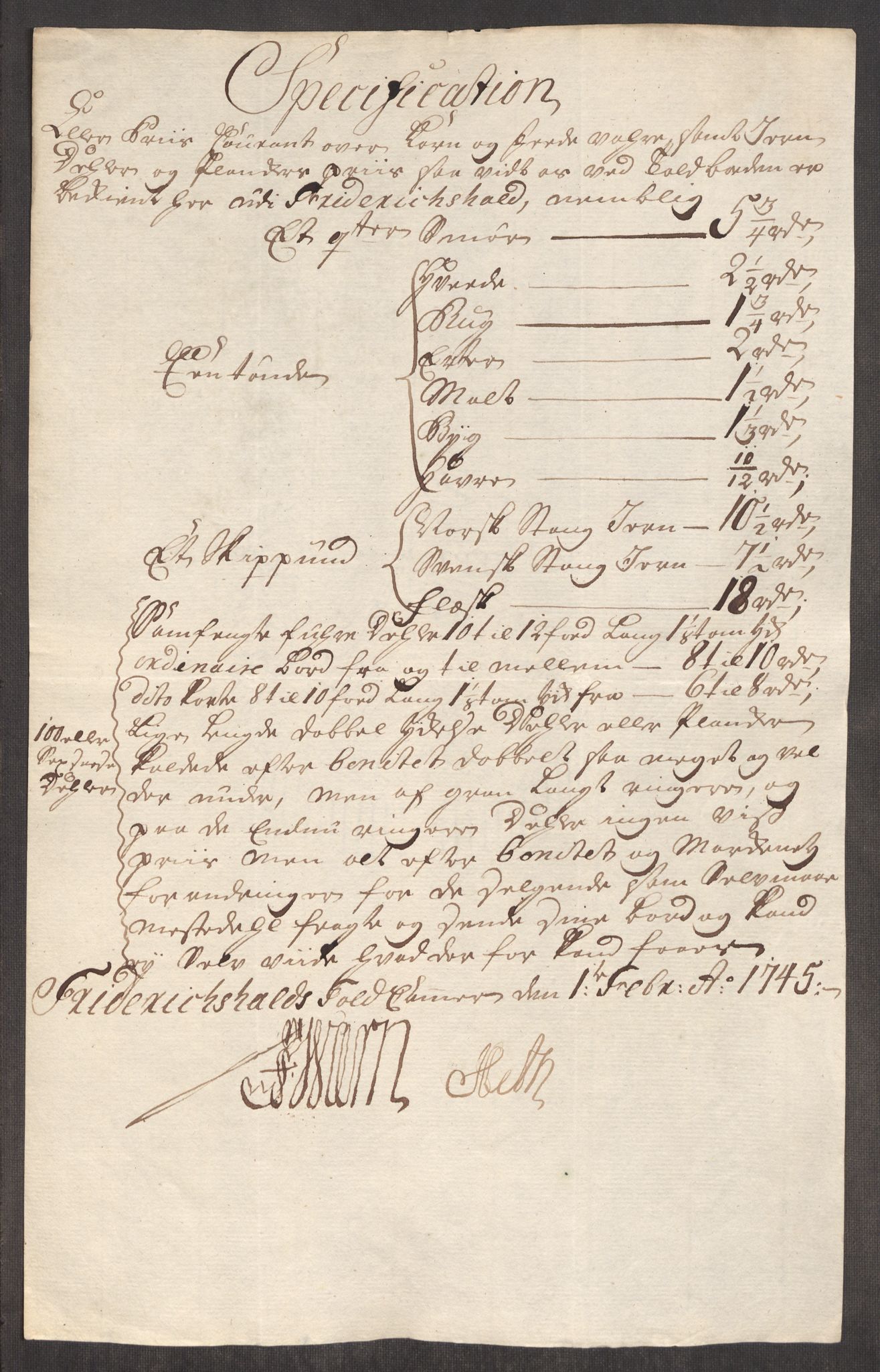 Rentekammeret inntil 1814, Realistisk ordnet avdeling, AV/RA-EA-4070/Oe/L0003: [Ø1]: Priskuranter, 1745-1748, s. 5