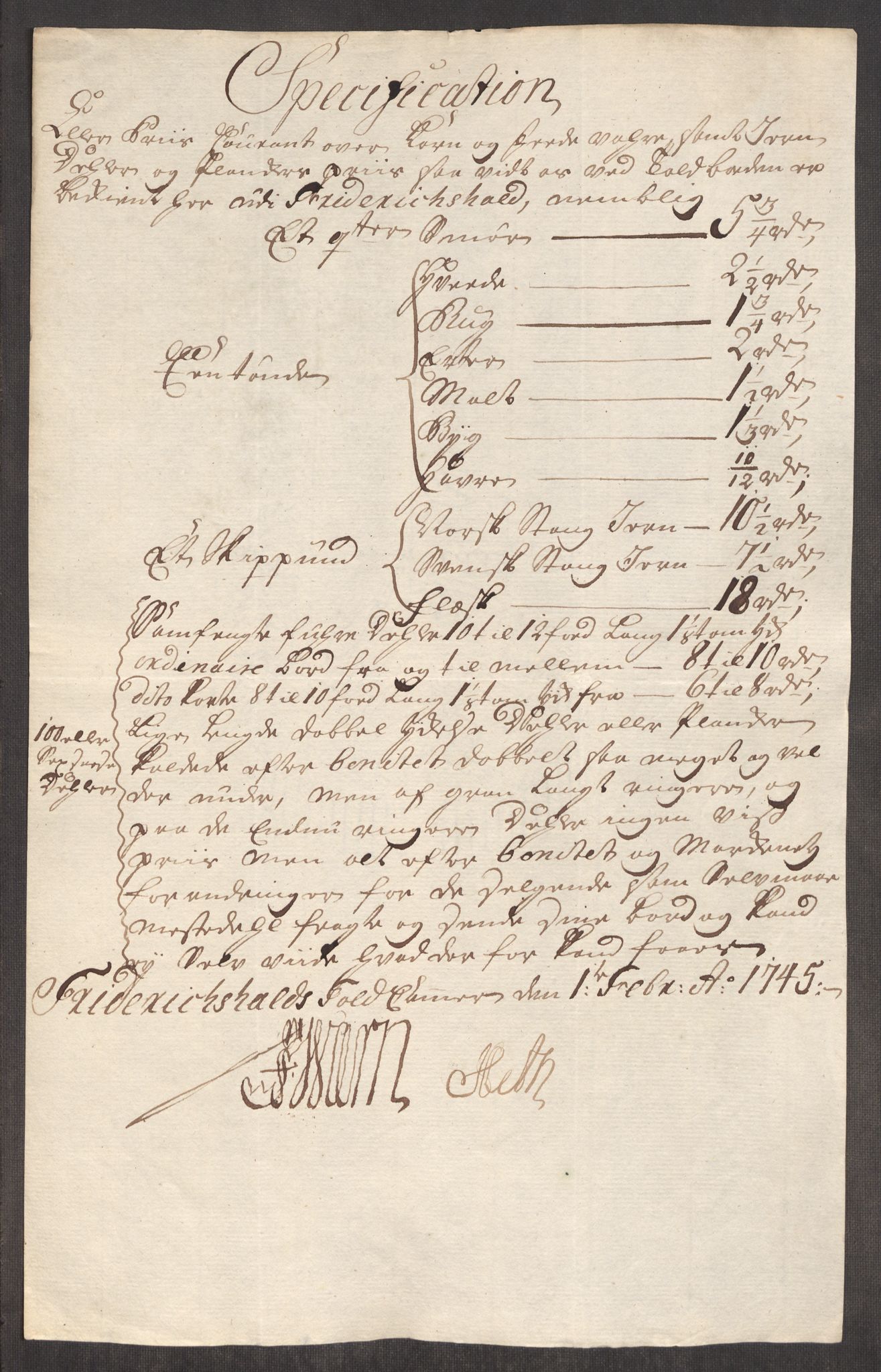 Rentekammeret inntil 1814, Realistisk ordnet avdeling, RA/EA-4070/Oe/L0003: [Ø1]: Priskuranter, 1745-1748, s. 5