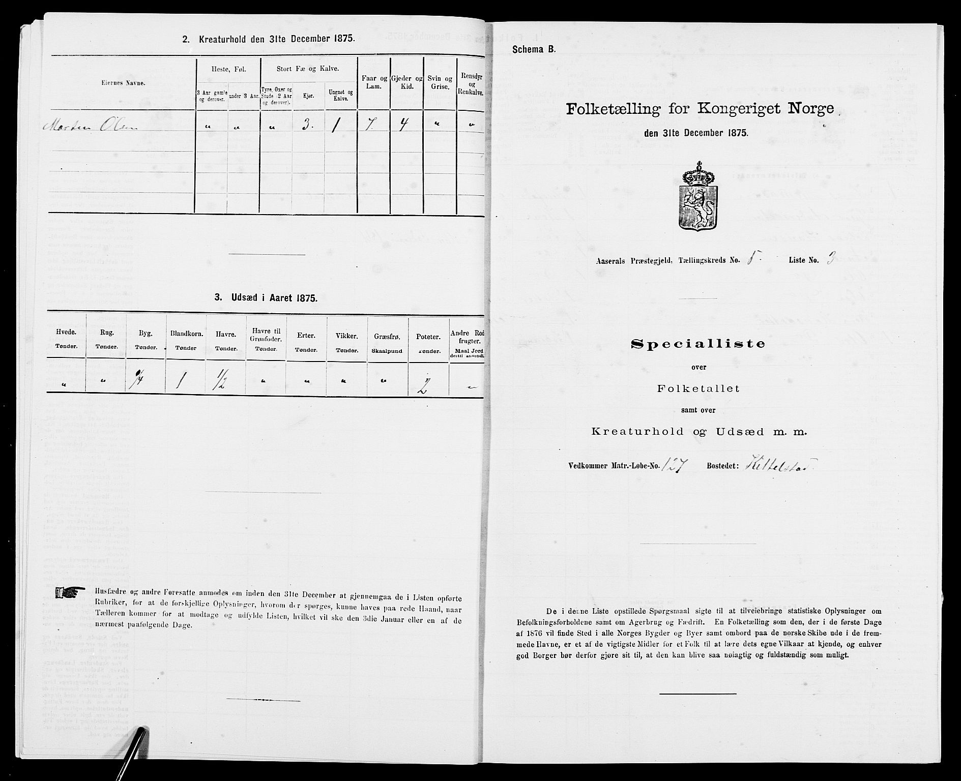 SAK, Folketelling 1875 for 0980P Åseral prestegjeld, 1875, s. 353
