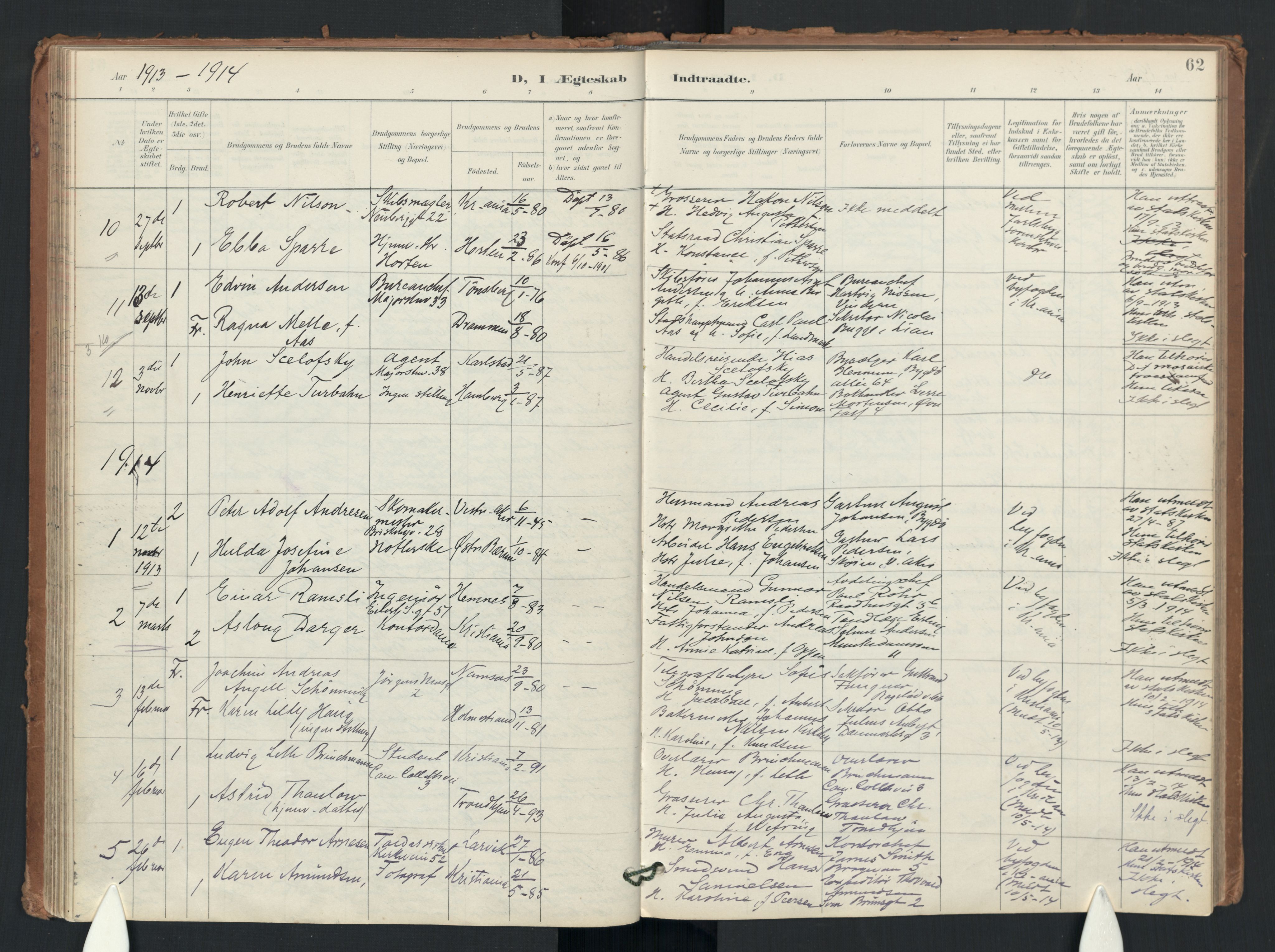 Uranienborg prestekontor Kirkebøker, AV/SAO-A-10877/F/Fa/L0006: Ministerialbok nr. I 6, 1894-1935, s. 62