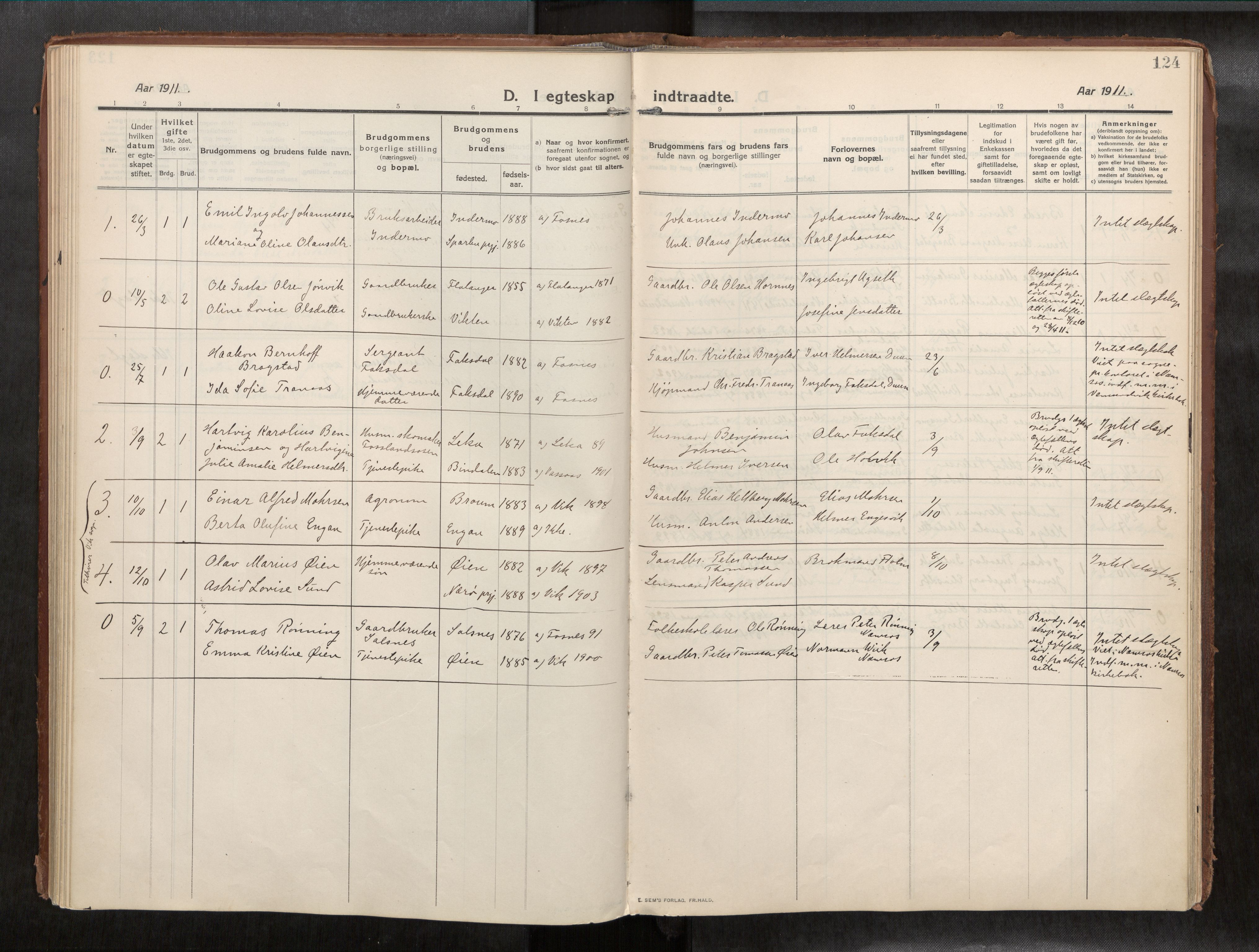 Ministerialprotokoller, klokkerbøker og fødselsregistre - Nord-Trøndelag, AV/SAT-A-1458/773/L0624a: Ministerialbok nr. 773A16, 1910-1936, s. 124