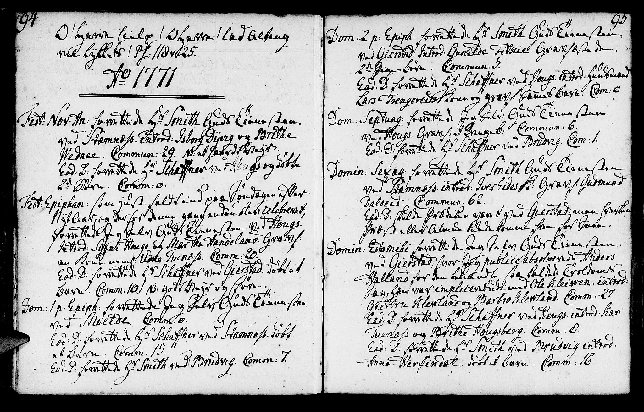 Haus sokneprestembete, SAB/A-75601/H/Haa: Ministerialbok nr. A 9, 1767-1781, s. 94-95