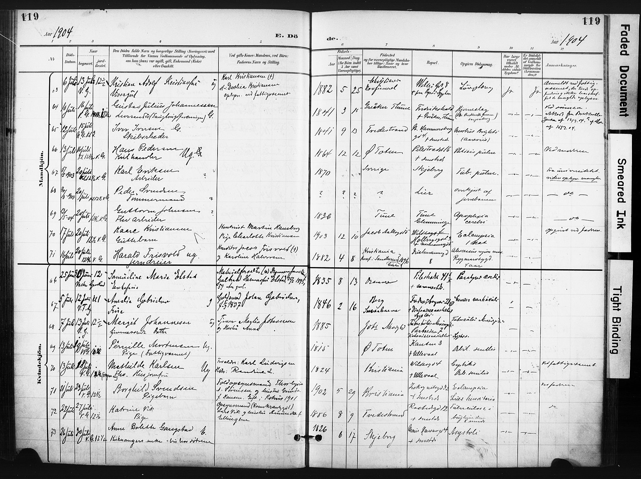 Trefoldighet prestekontor Kirkebøker, AV/SAO-A-10882/F/Fd/L0004: Ministerialbok nr. IV 4, 1897-1912, s. 119