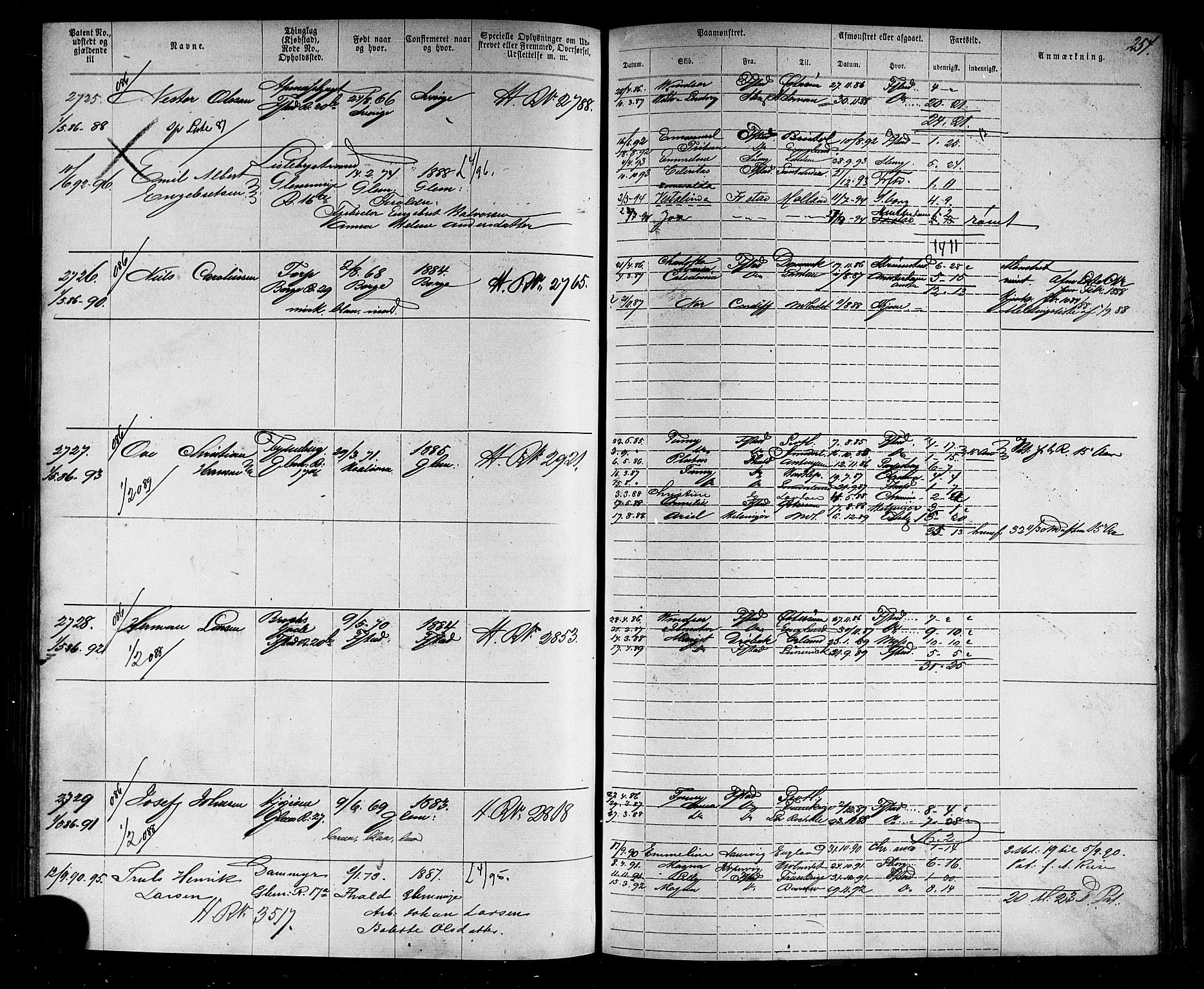 Fredrikstad mønstringskontor, AV/SAO-A-10569b/F/Fc/Fca/L0005: Annotasjonsrulle, 1884-1899, s. 261