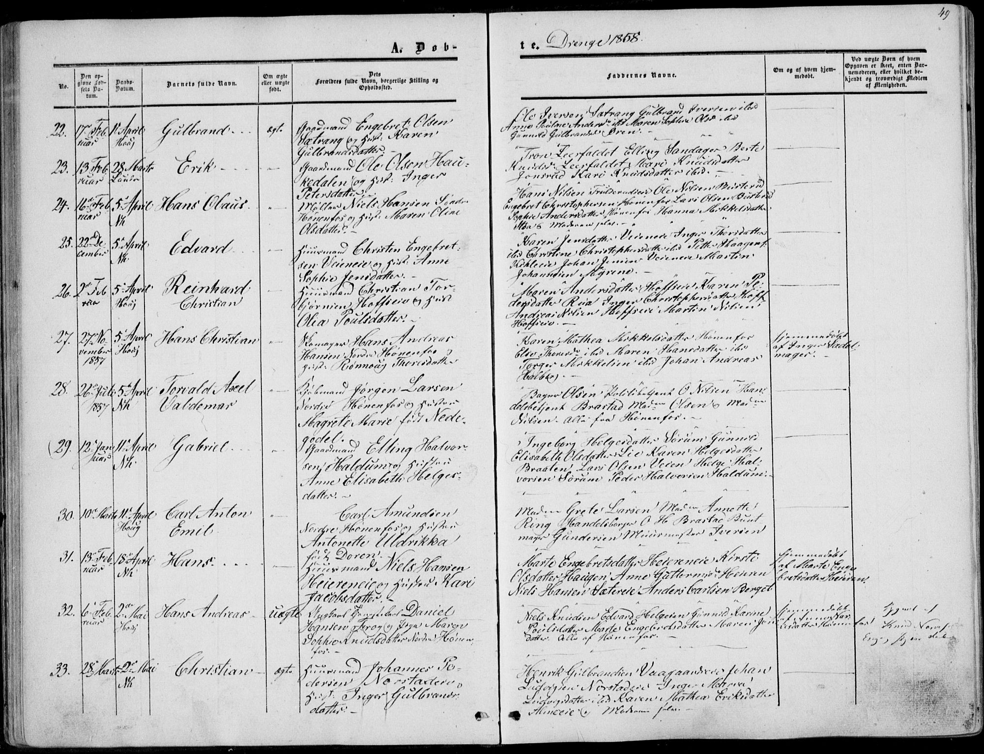 Norderhov kirkebøker, AV/SAKO-A-237/F/Fa/L0012: Ministerialbok nr. 12, 1856-1865, s. 49