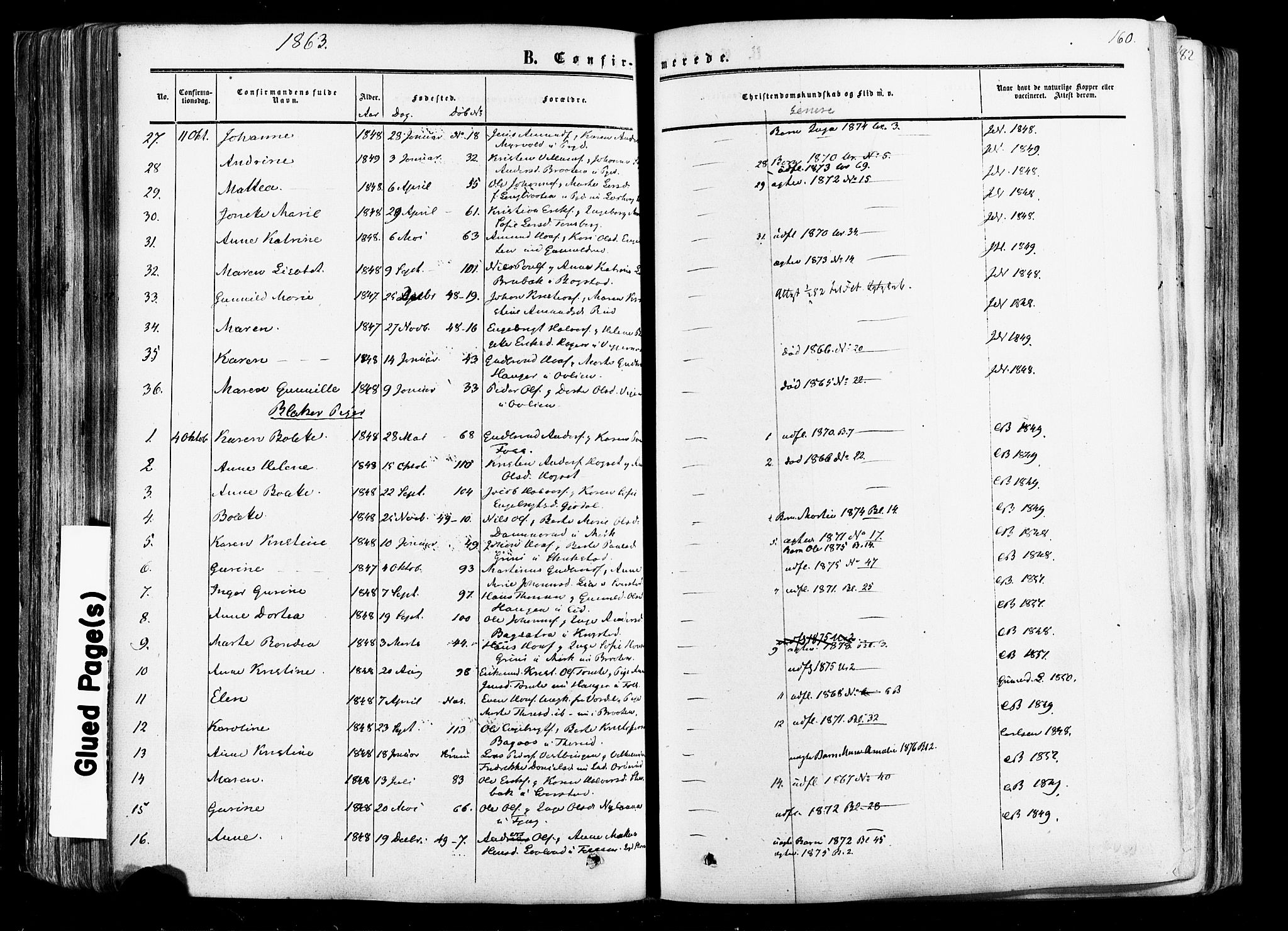 Aurskog prestekontor Kirkebøker, AV/SAO-A-10304a/F/Fa/L0007: Ministerialbok nr. I 7, 1854-1877, s. 160