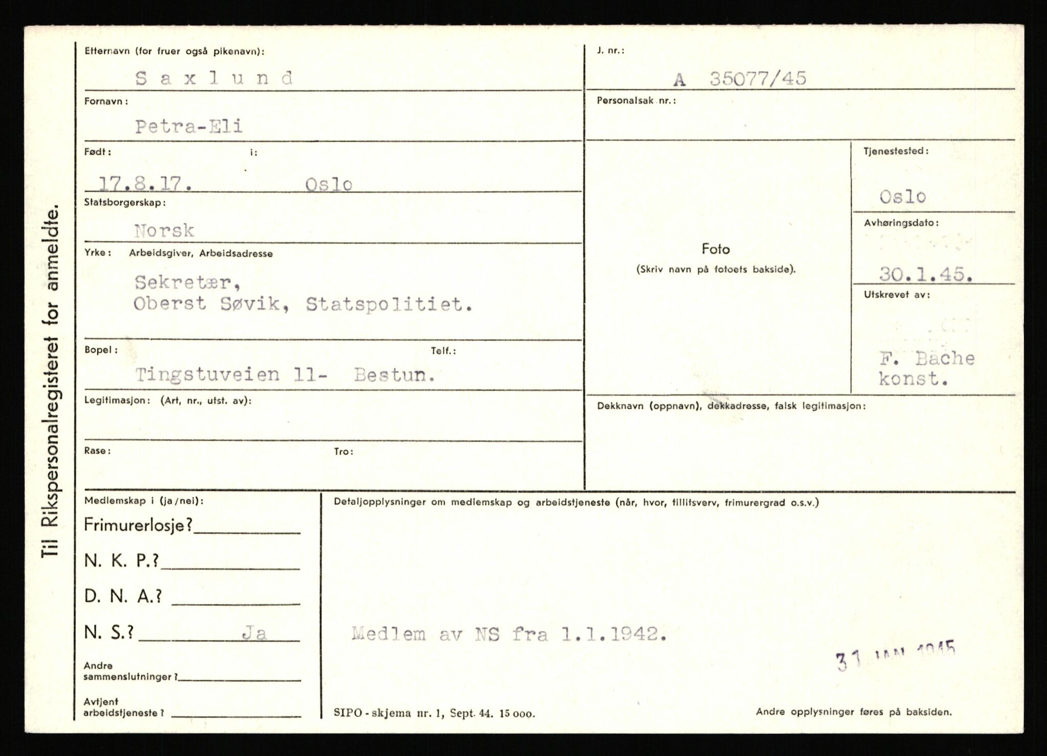 Statspolitiet - Hovedkontoret / Osloavdelingen, AV/RA-S-1329/C/Ca/L0013: Raa - Servold, 1943-1945, s. 4037