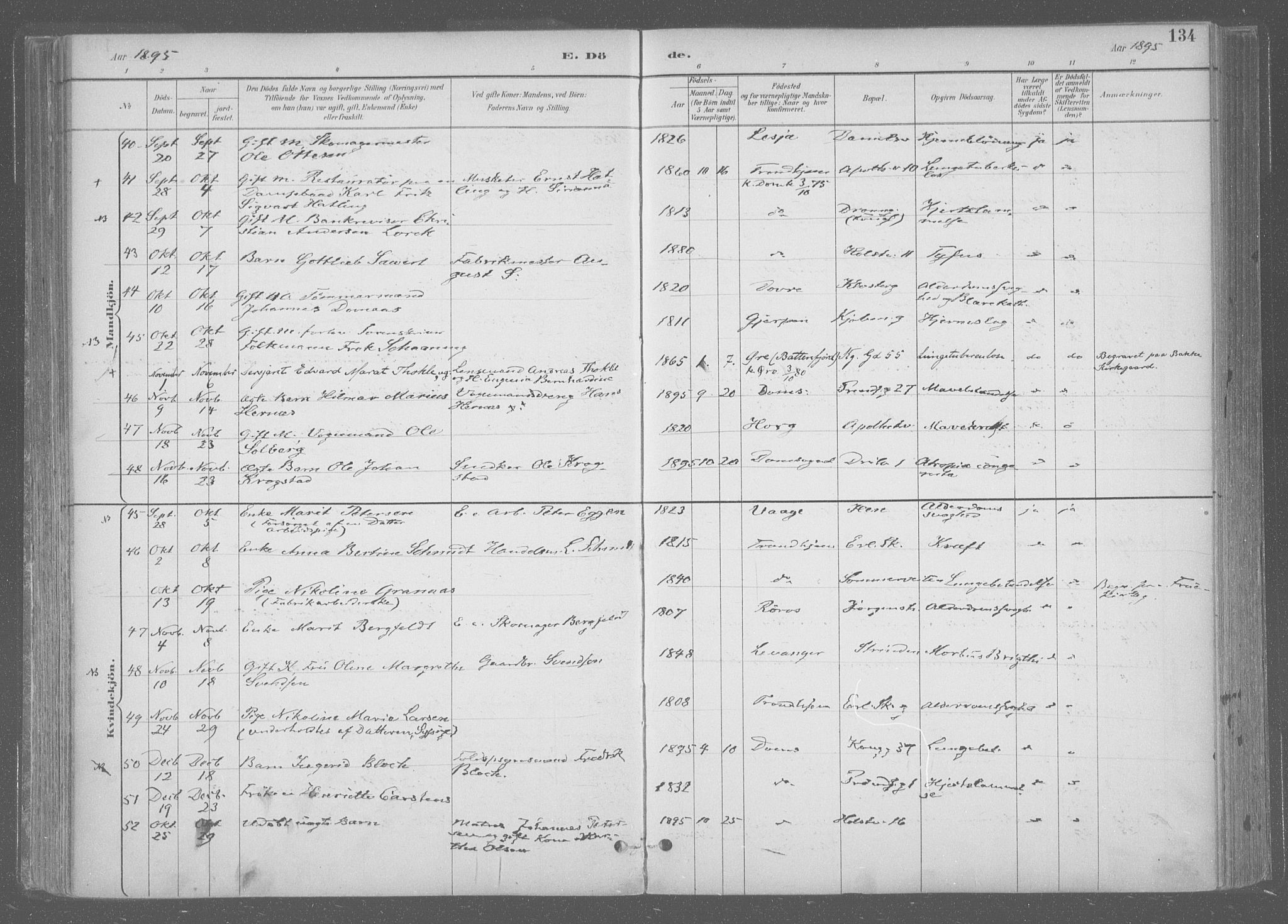 Ministerialprotokoller, klokkerbøker og fødselsregistre - Sør-Trøndelag, SAT/A-1456/601/L0064: Ministerialbok nr. 601A31, 1891-1911, s. 134