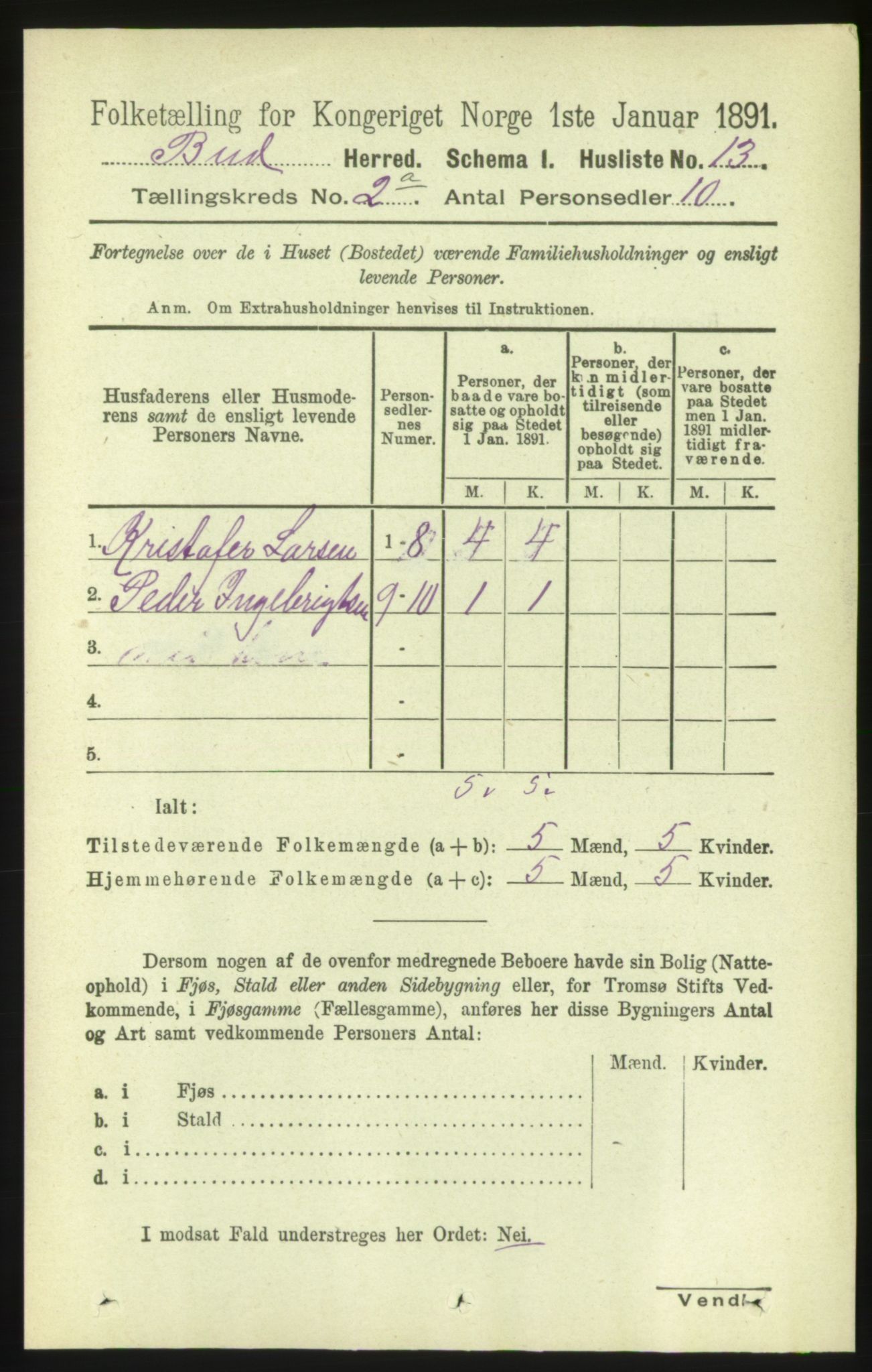 RA, Folketelling 1891 for 1549 Bud herred, 1891, s. 662