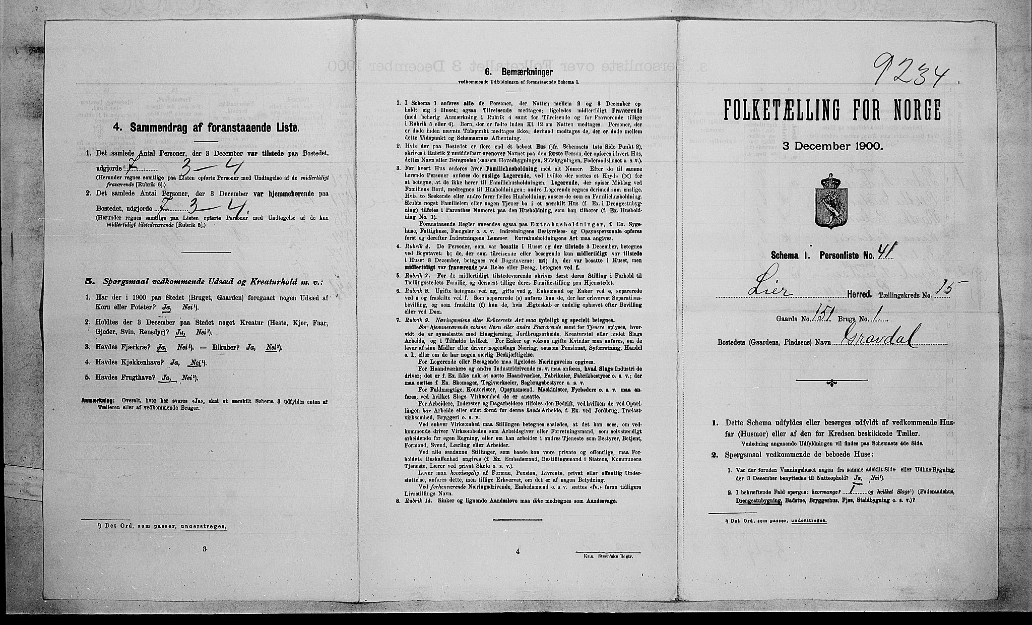 RA, Folketelling 1900 for 0626 Lier herred, 1900, s. 2496